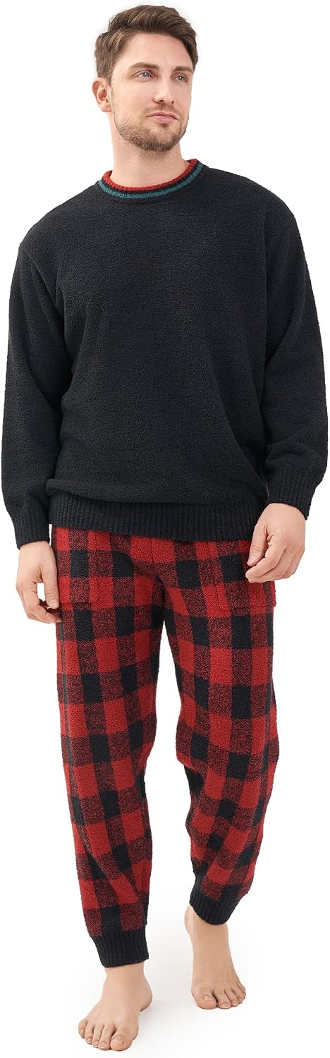 Detalle de DAVID ARCHY Men's Fleece Pajama Set with Pockets