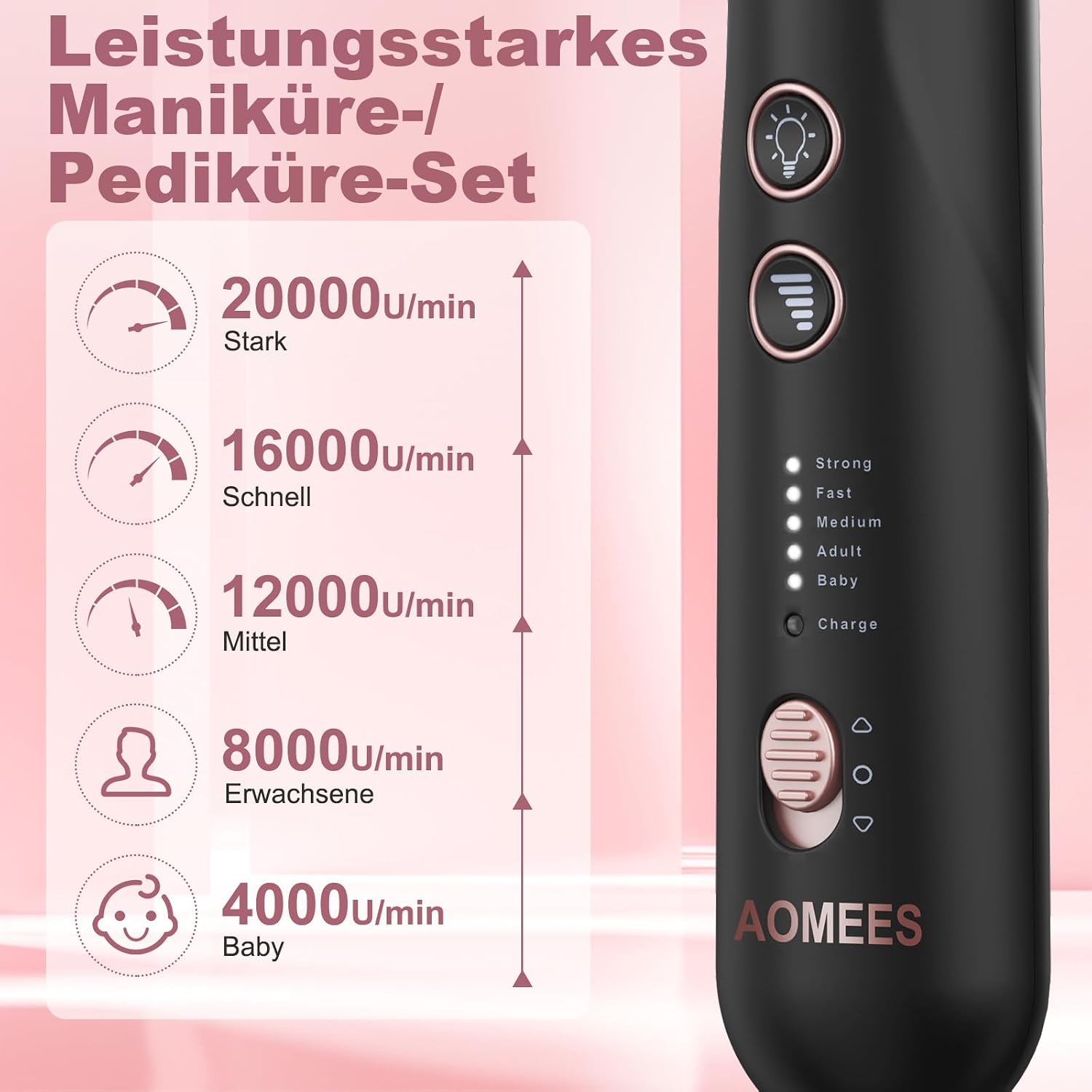 Thumbnail 5 de AOMEES Elektrische Nagelfräser Set 9 Aufsätze