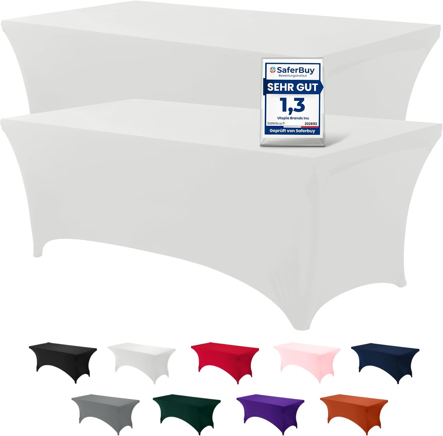 Utopia Kitchen Spandex Tischtuch 244x76x76 cm 2er Pack