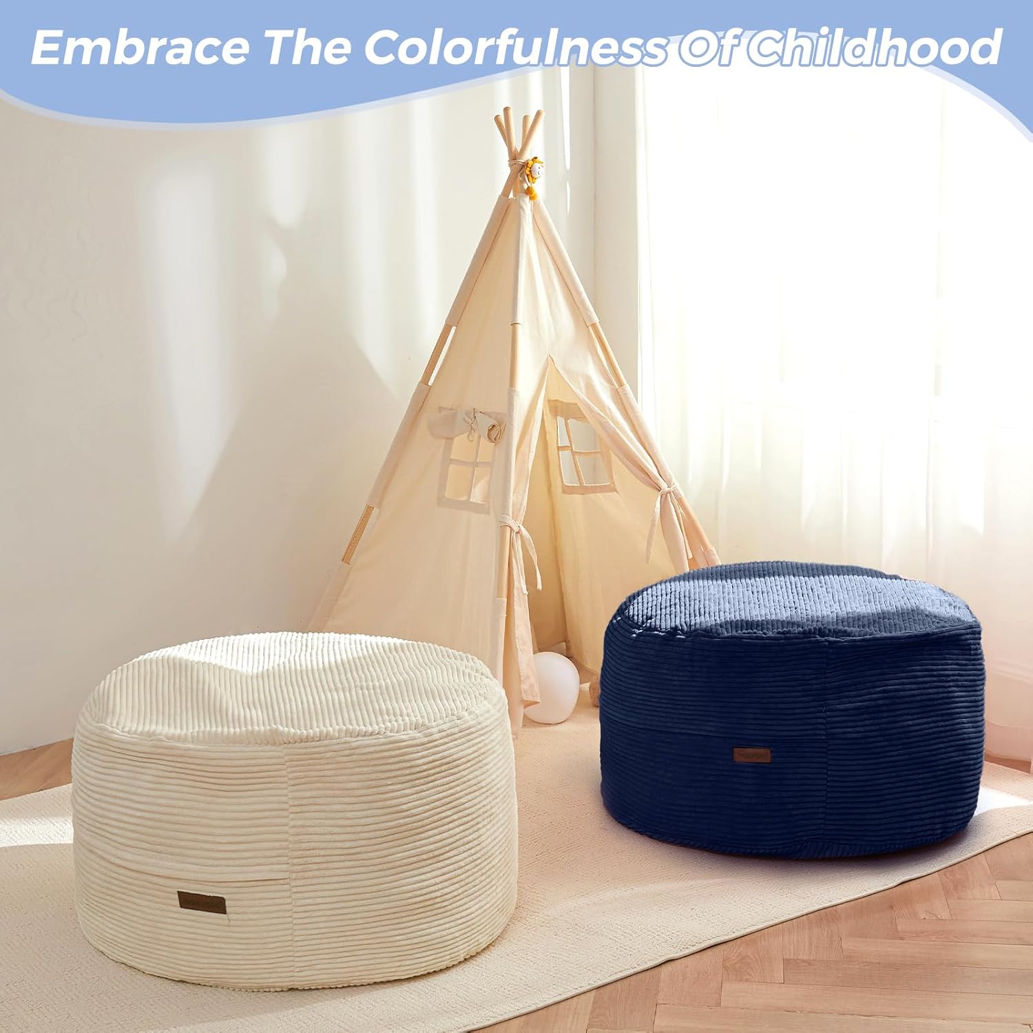 Thumbnail 6 de MAXYOYO K06-Series Convertible Kids’ Bean Bag Chair, Navy, Foam-Filled