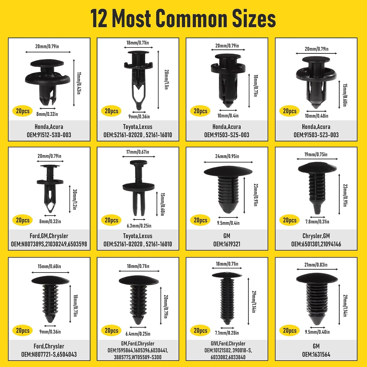 Thumbnail 5 de 240PCS Car Bumper Retainer Clips Kit - Auto Plastic Rivets & Push Fasteners Set