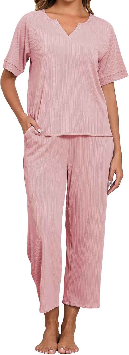 Thumbnail 6 de Famulily Lounge Wear Sets for Women: Textured V-Neck Sleepwear with Wide-Leg Trousers and Pockets