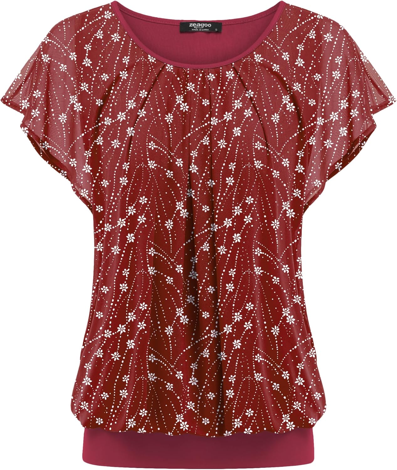 Detalle de Zeagoo Camicia Donna Elegante PipistrelloTop con Strato Doppio in Rete