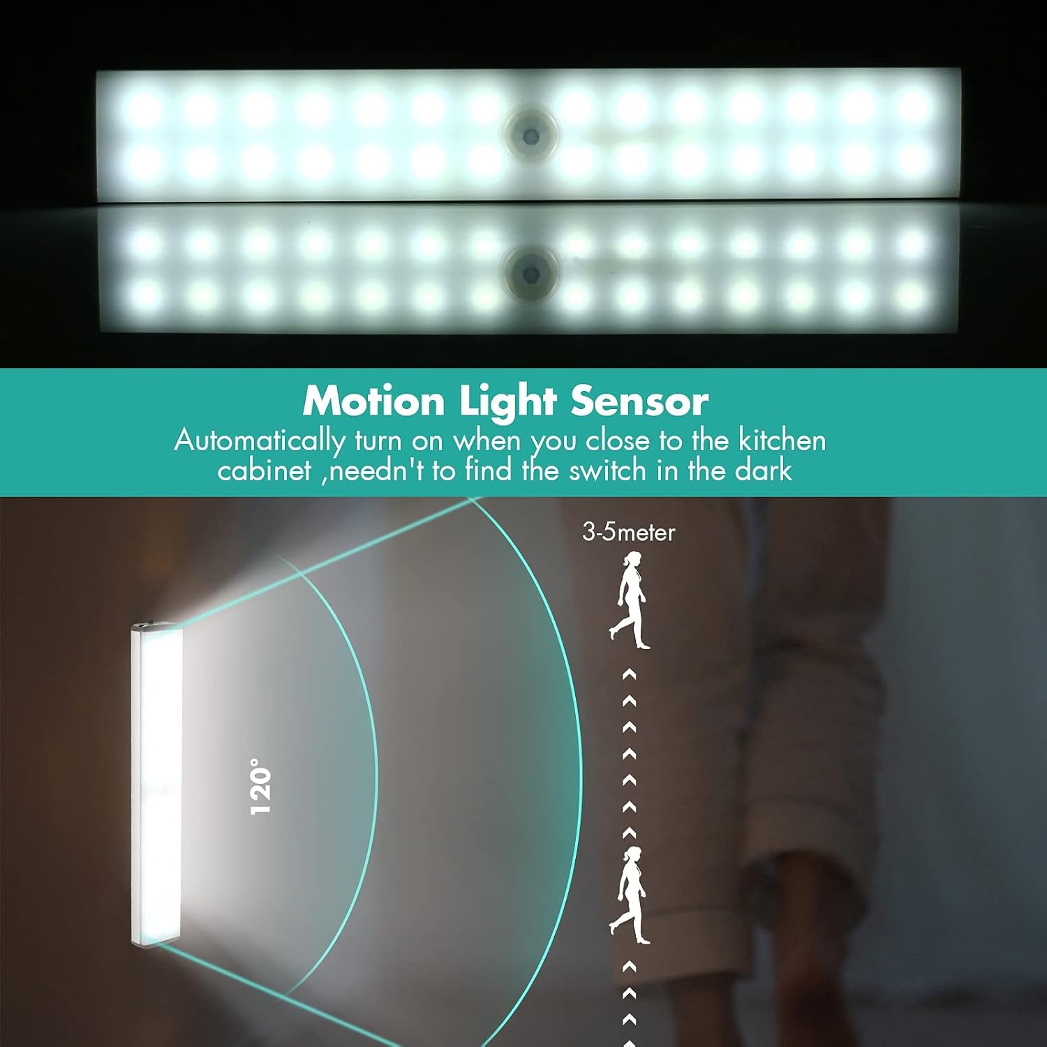 Thumbnail 3 de VCY Under Cabinet Lights (2 Pack): 280 Lumen Wireless Motion Sensor LED with USB Rechargeable Battery