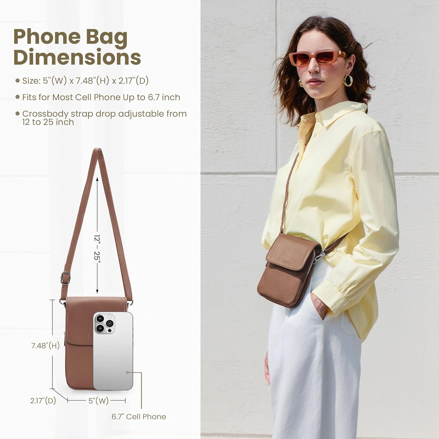 Thumbnail 1 de befen Genuine Leather Crossbody Bag for Women: Small RFID-Blocking Phone Bag