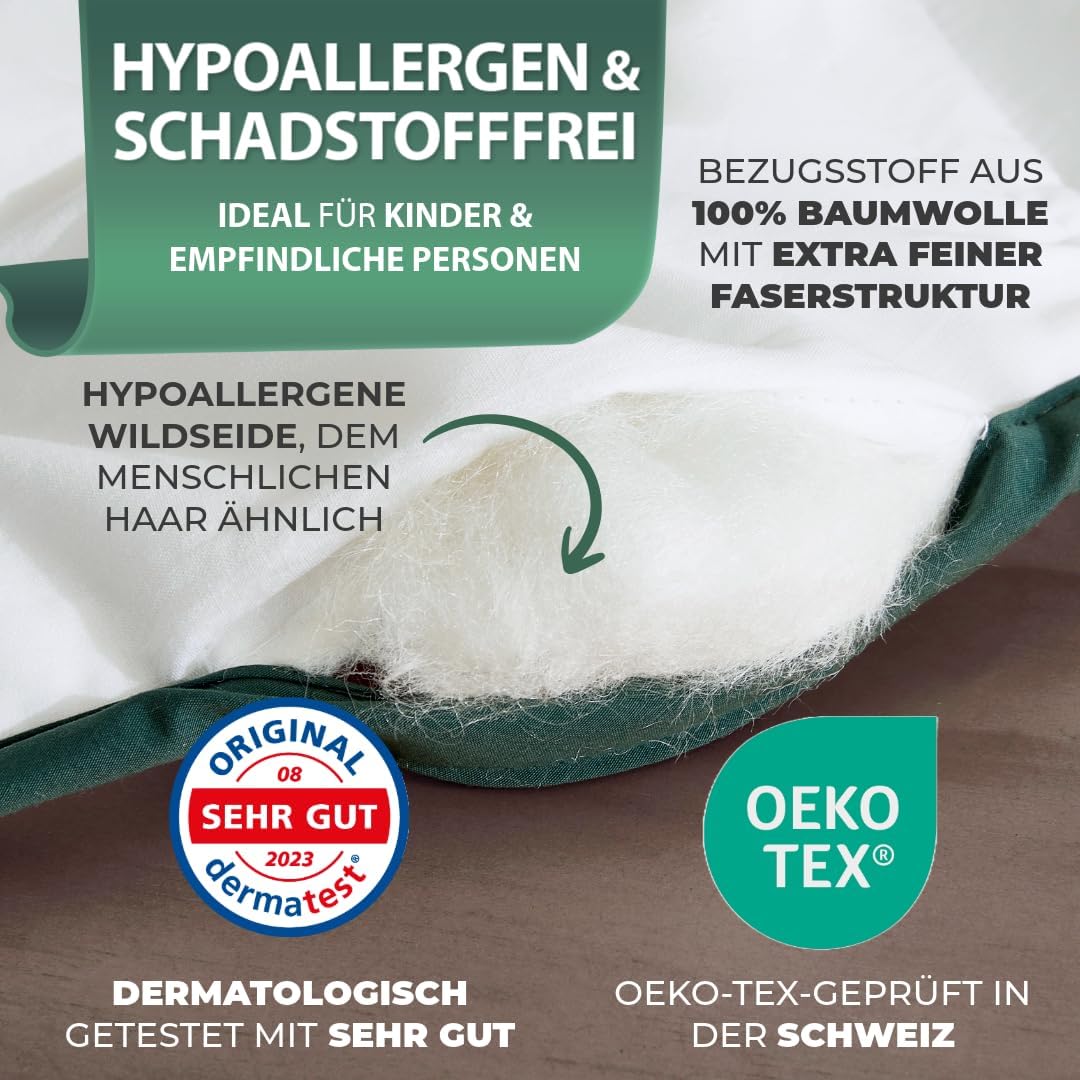 Thumbnail 2 de Welldora Sommerdecke 135x200 leicht – 100% kühlende Wildseide, luftige Bettdecke für den Sommer