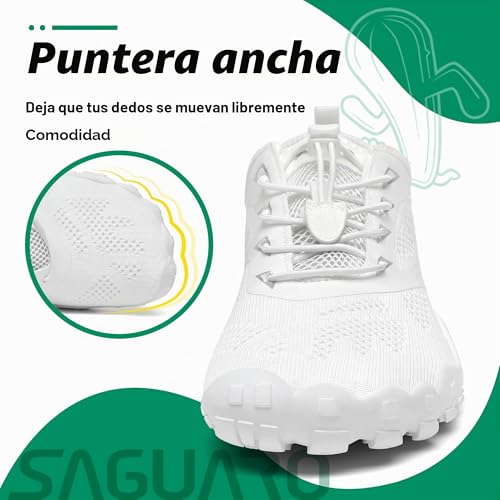 Thumbnail 3 de SAGUARO Zapatillas Barefoot Minimalistas para Hombre y Mujer – Blanco Margarita, 41 EU