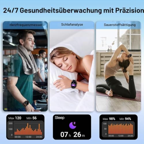 Thumbnail 4 de uaue Smartwatch Herren/Damen 1,96 Zoll HD-Touchscreen mit Telefonfunktion – IP68, 110+ Sportmodi