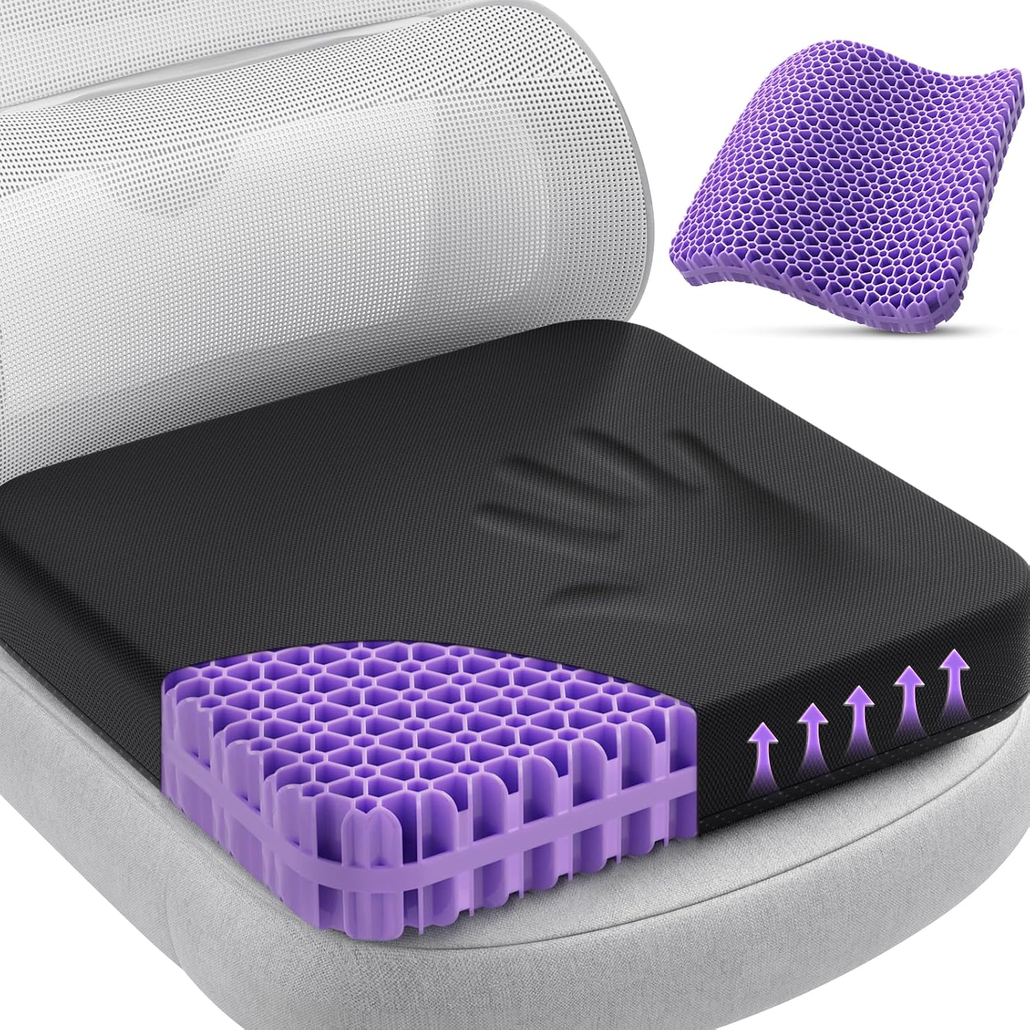 Detalle de TushGuard Gel Seat Cushion for Long Sitting — 2.2" Thick, Breathable Gel Core