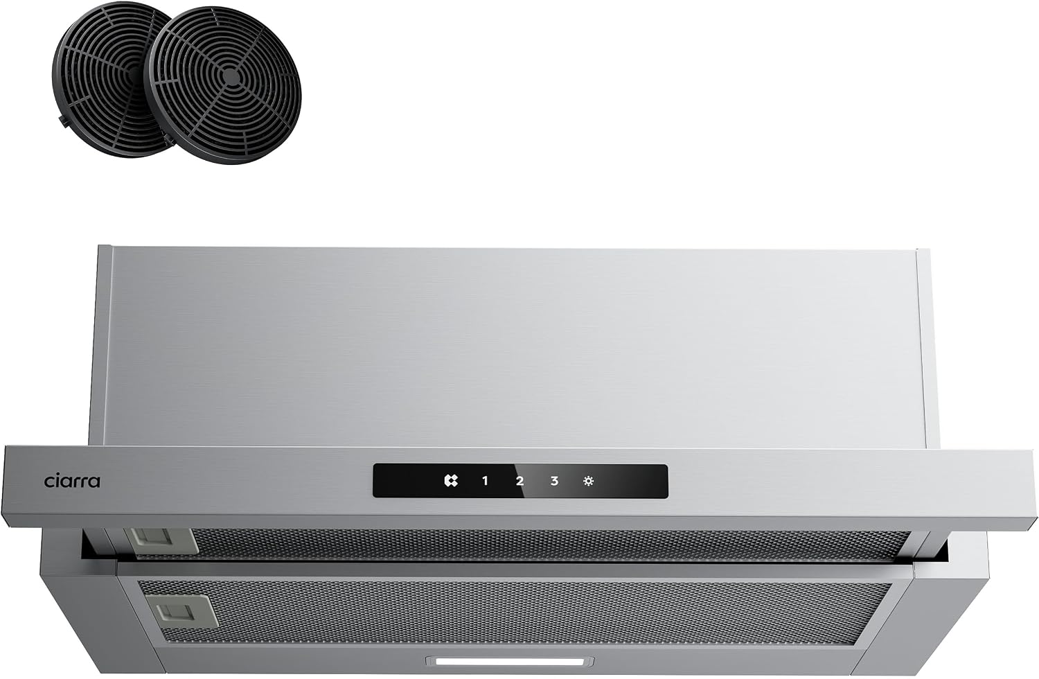 Detalle de CIARRA CBCS6909A A+ Flachschirmhaube für Umluft/Abluft, 60 cm, Touch-Bedienung, bis 600 m³/h