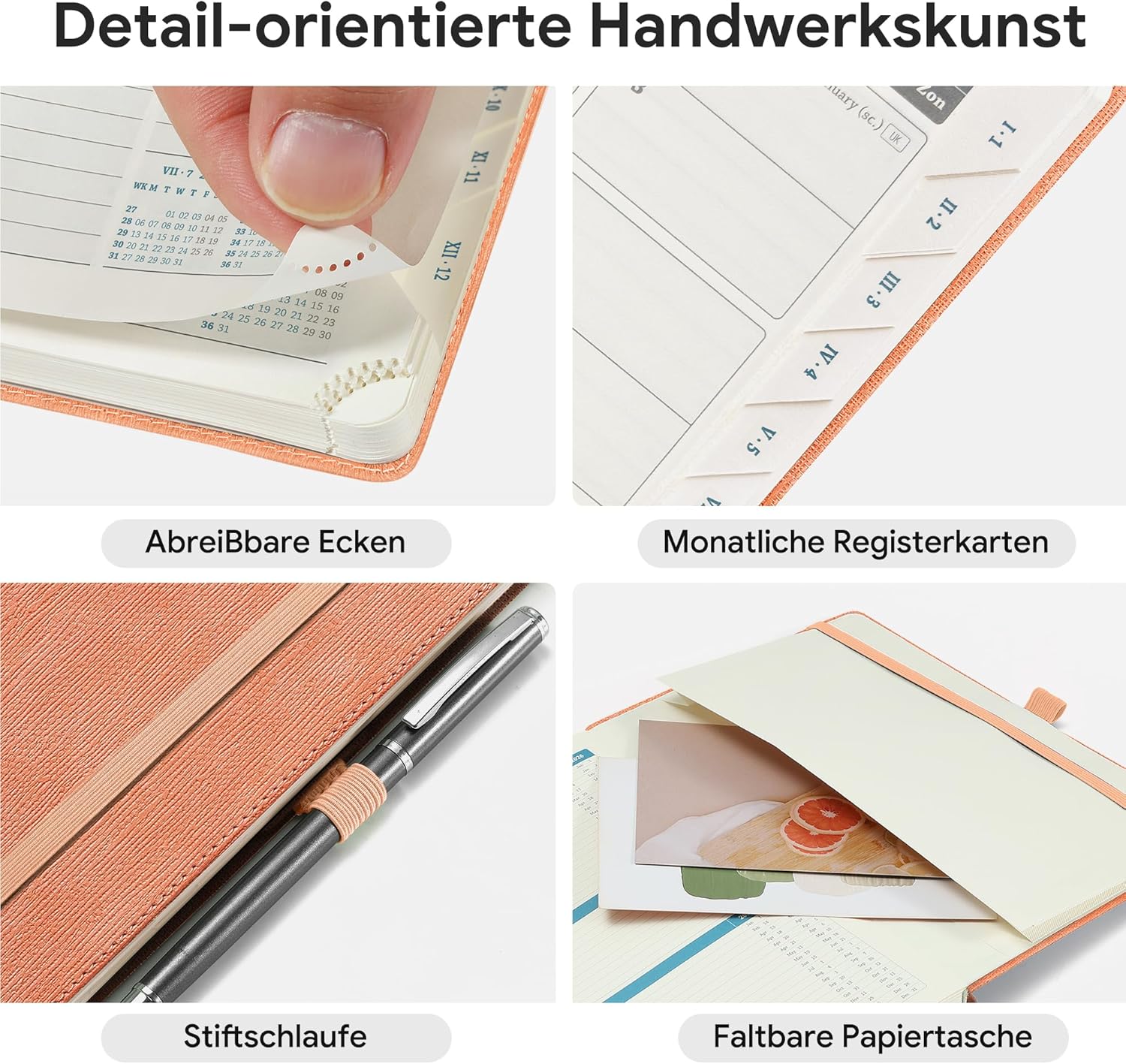 Detalle de IN-LUXPRO Kalender 2026/2027 – Wochenplaner A5 in Rosa, 18 Monate mit Notiz- & Ausgabenseiten