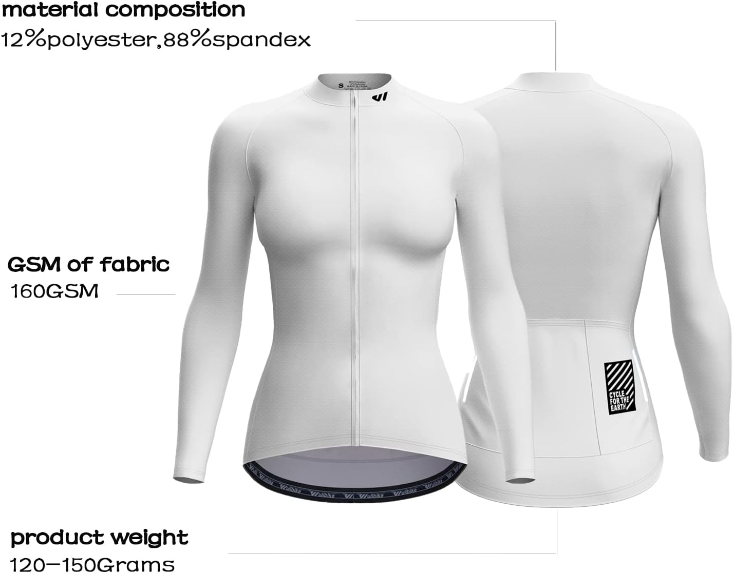 Thumbnail 4 de Wulibike Damen Langarm Fahrradtrikot – atmungsaktives Rennradtrikot mit 3 Rückentaschen