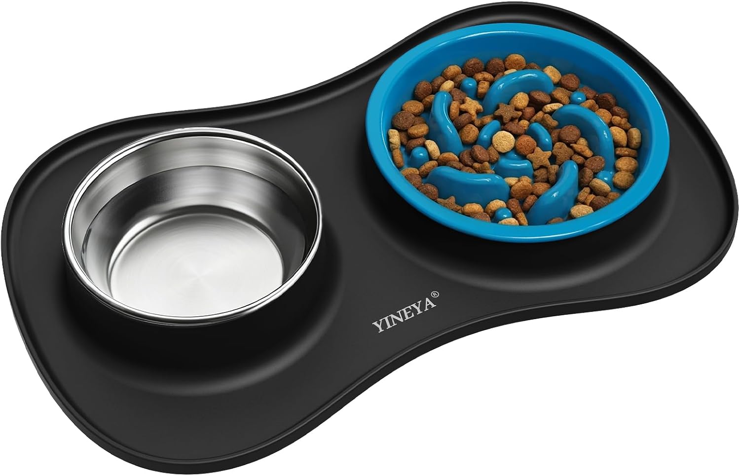 Detalle de YINEYA 3-in-1 Hundernapf-Set mit Anti-Schling-Napf, Edelstahlwassernapf und faltbarer Unterlage – Für alle Hunderassen und Katzen