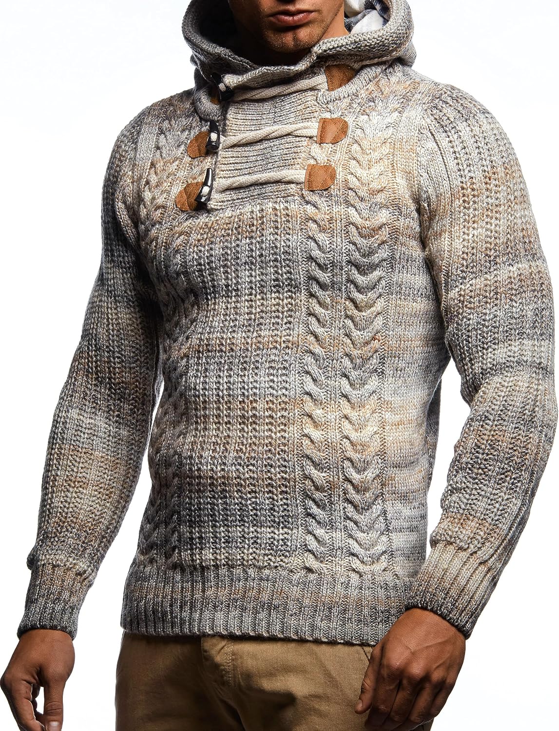 Detalle de Leif Nelson LN6004 : Pull-over tricoté à grosses mailles pour homme