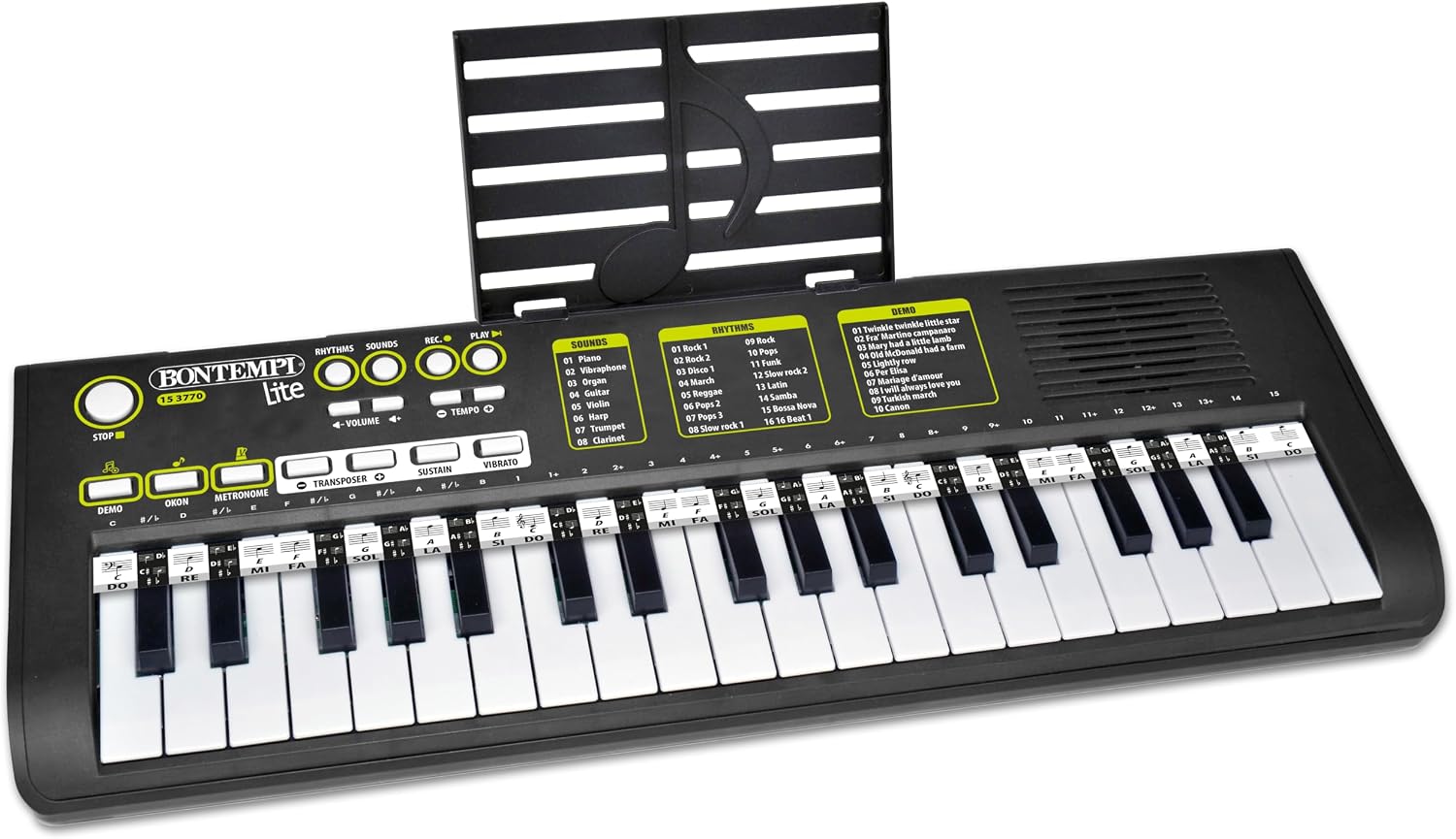 Detalle de Bontempi 15 3780 KeyRhythm: Tastiera Digitale compatta da 37 tasti con funzioni educative