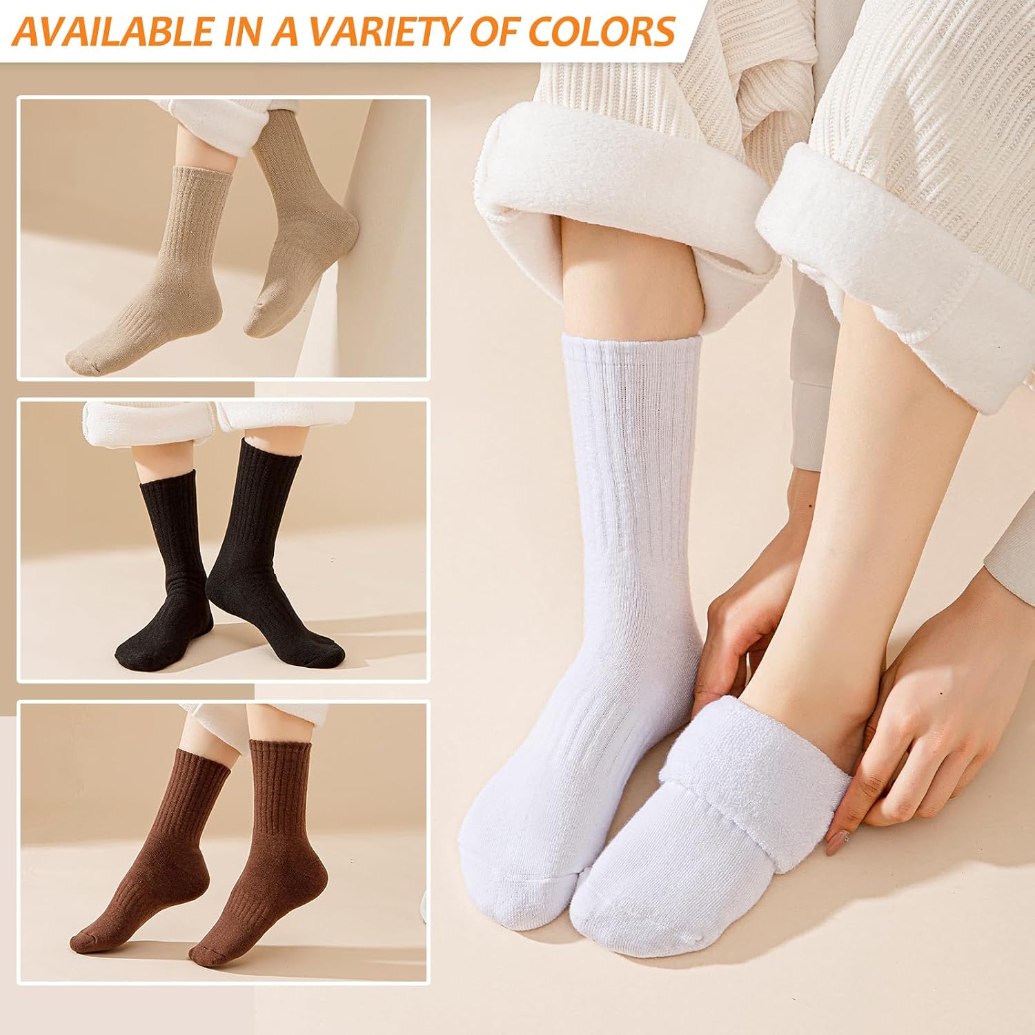 Thumbnail 3 de VoJoPi Winter Thermal Socks for Women, 5 Pairs, Full-Terry Wool Blend