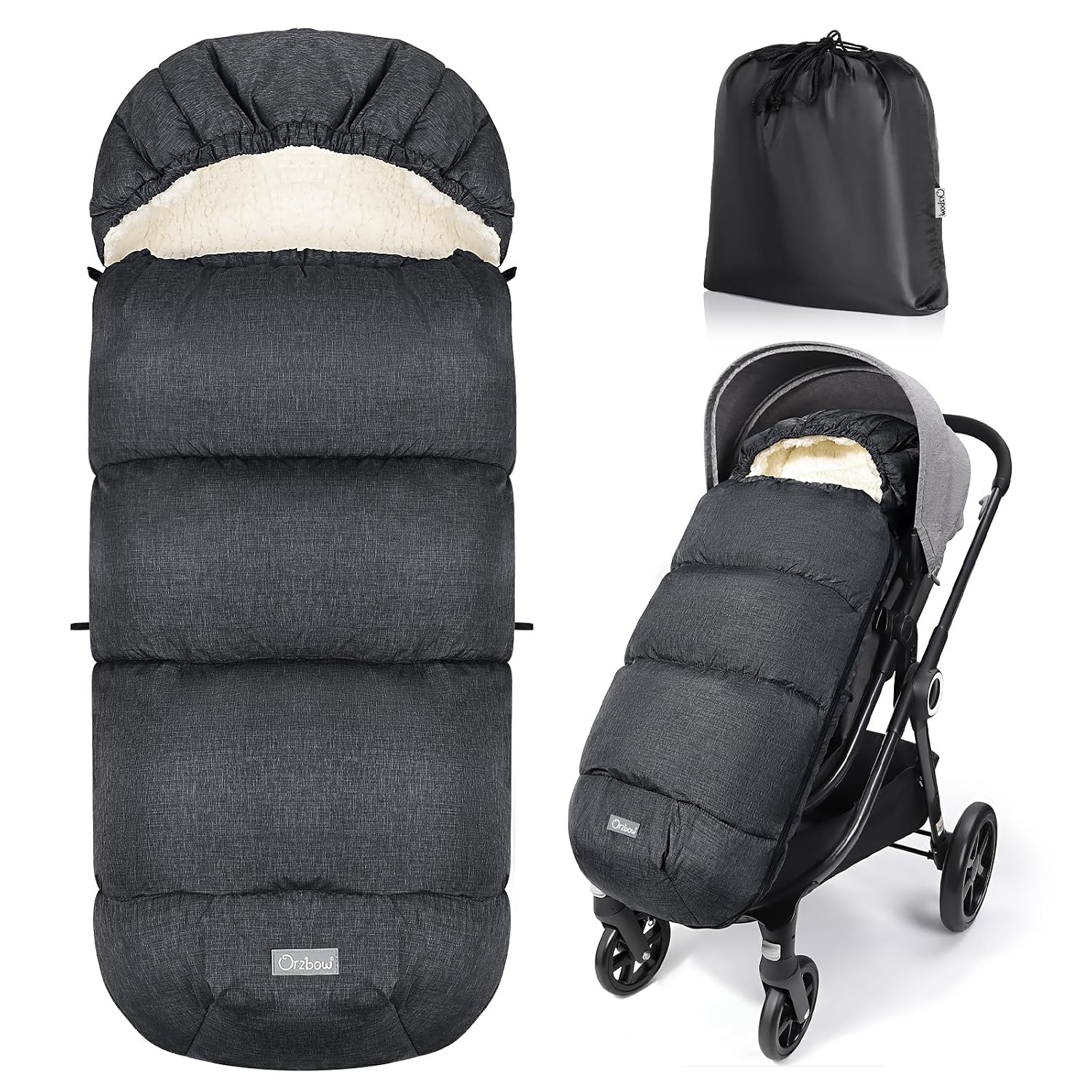 Detalle de Orzbow Fußsack Kinderwagen Winter dunkelgrau