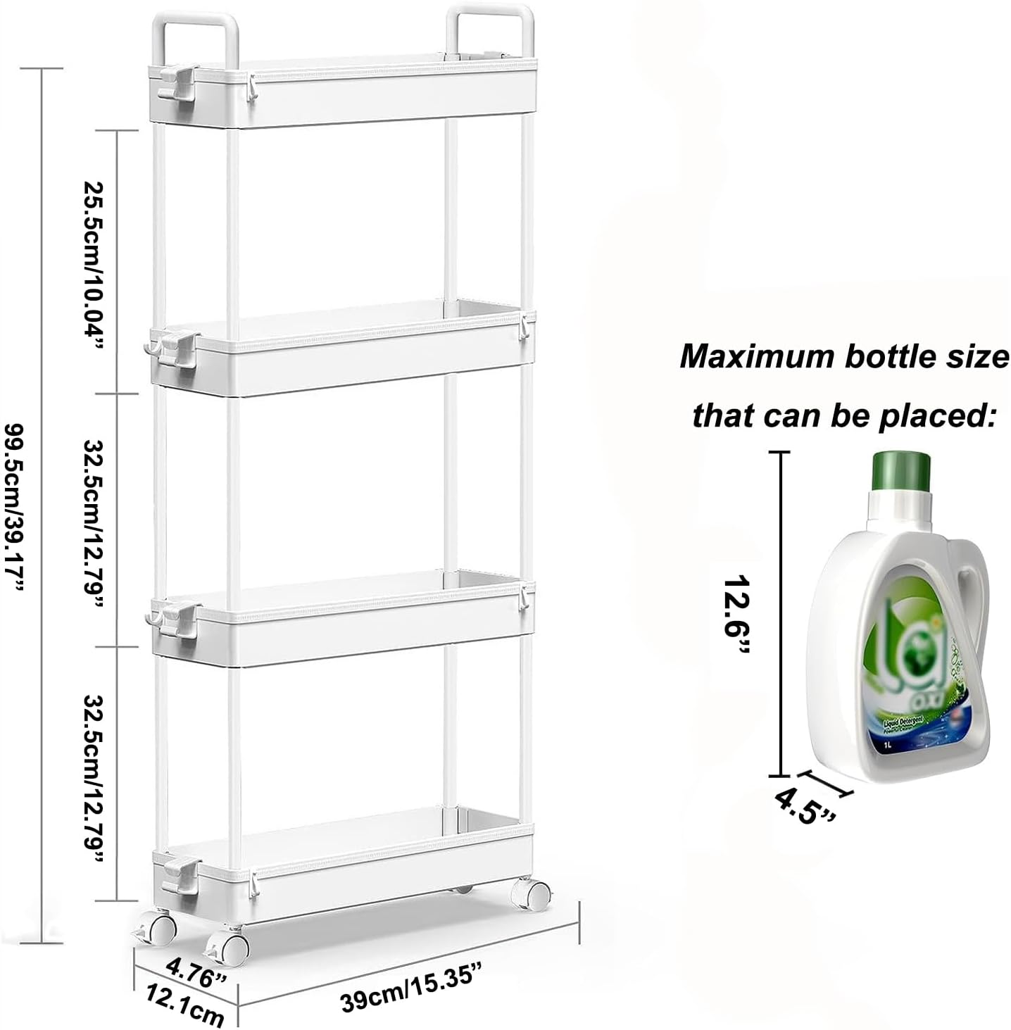 Detalle 2 de SOLEJAZZ 4-Tier Slim Storage Trolley 92 cm