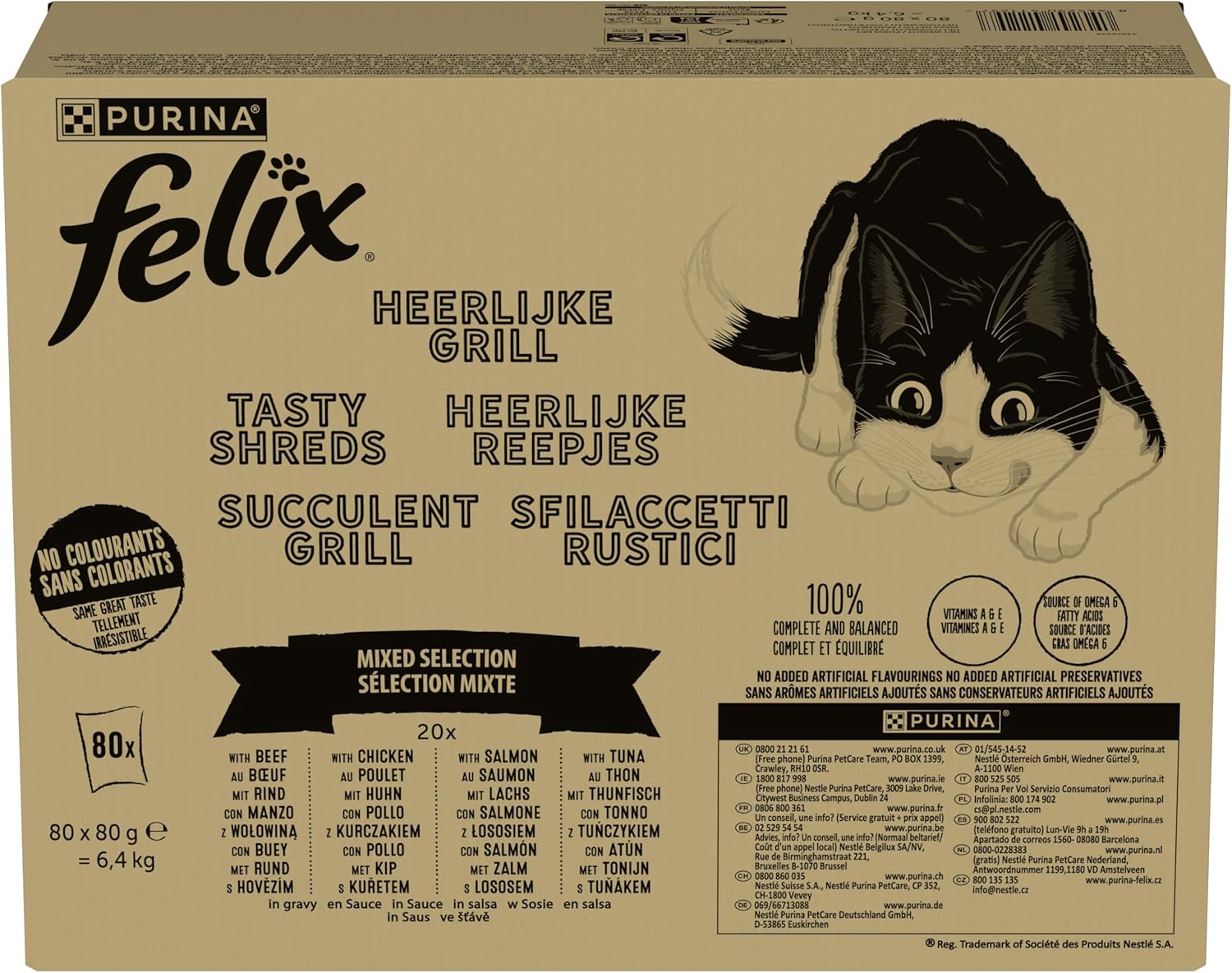 Thumbnail 1 de Felix Tasty Shreds Nassfutter in Sauce – Gemischte Vielfalt, 4er Pack (80 g Beutel, 4 x 20 Beutel à 80 g)