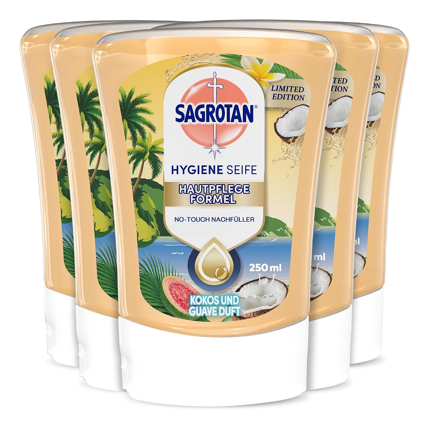 Detalle de Sagrotan No-Touch Nachfüller Hawaii Sunshine Limited Edition – 5x250 ml