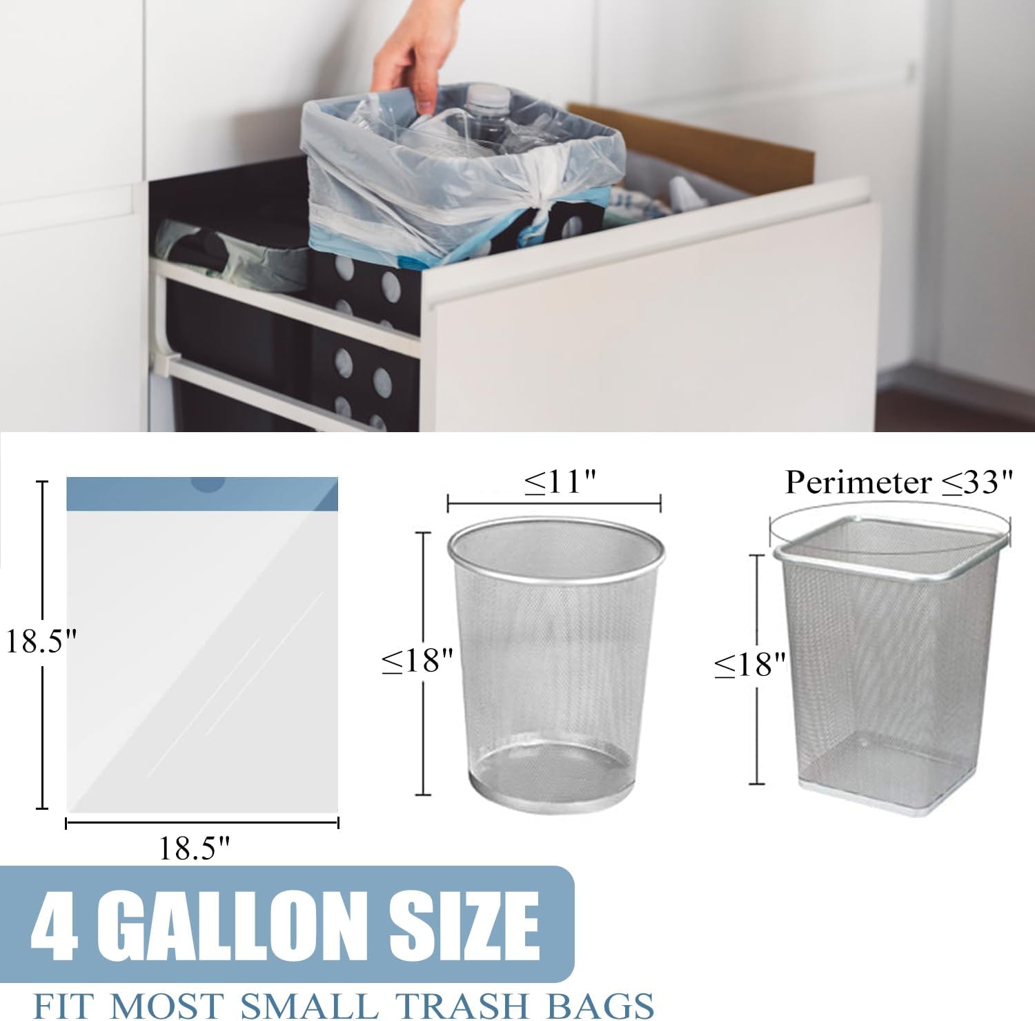 Thumbnail 3 de Small Trash Bags 4 Gallon with Drawstring (57 Count)