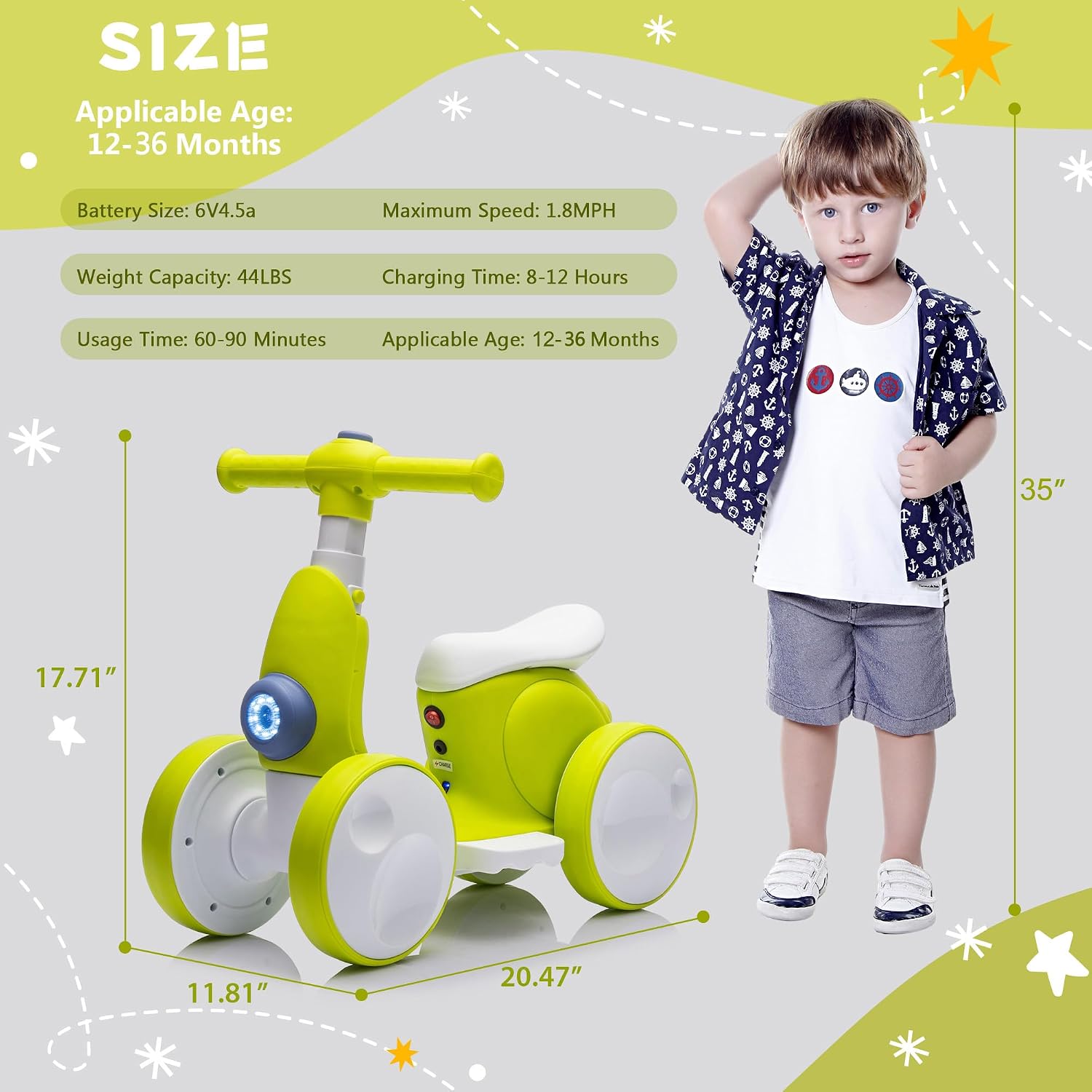 Detalle 2 de Ydier Electric Balance Bike, 6V