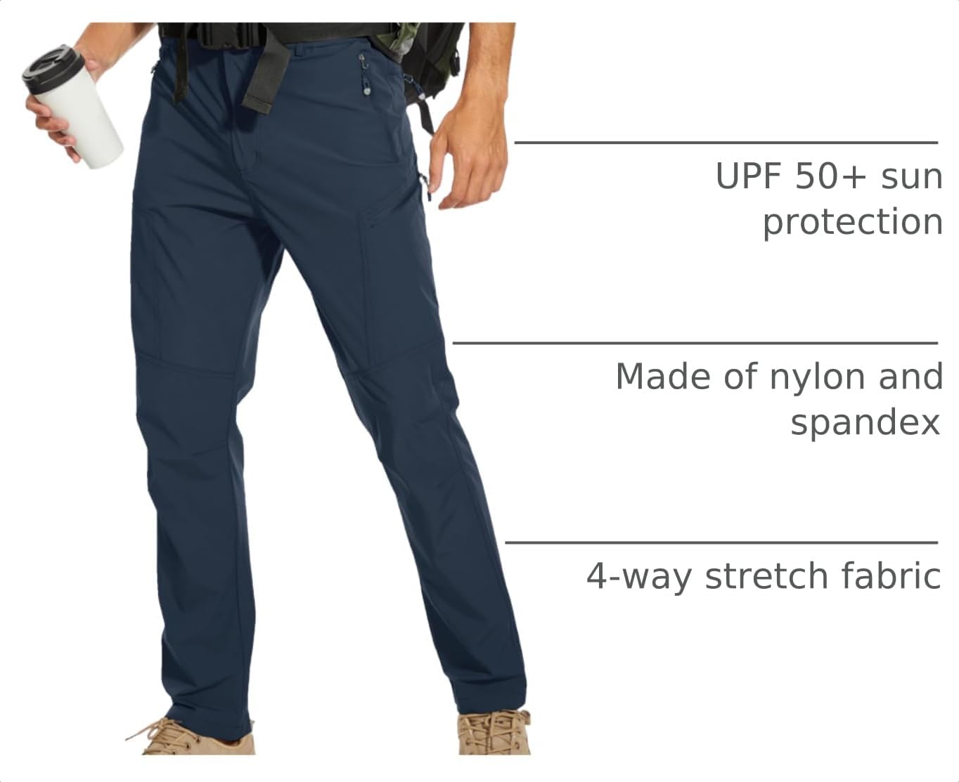 Thumbnail 3 de Arunlluta Men's Hiking Pants, 4-Way Stretch, UPF 50+, 6 Zipper Pockets