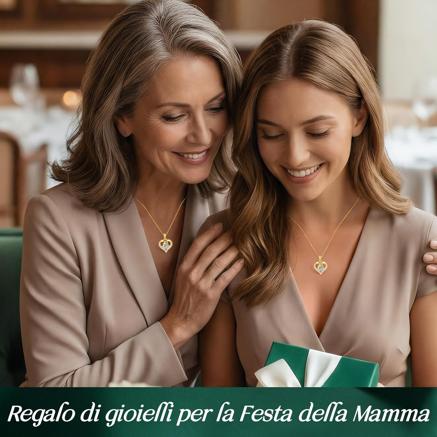 Detalle de LOUISA SECRET Collana Donna Lettere A-Z con ciondolo cuore in moissanite, rivestimento 18K oro/rodio, catena regolabile 45+5 cm