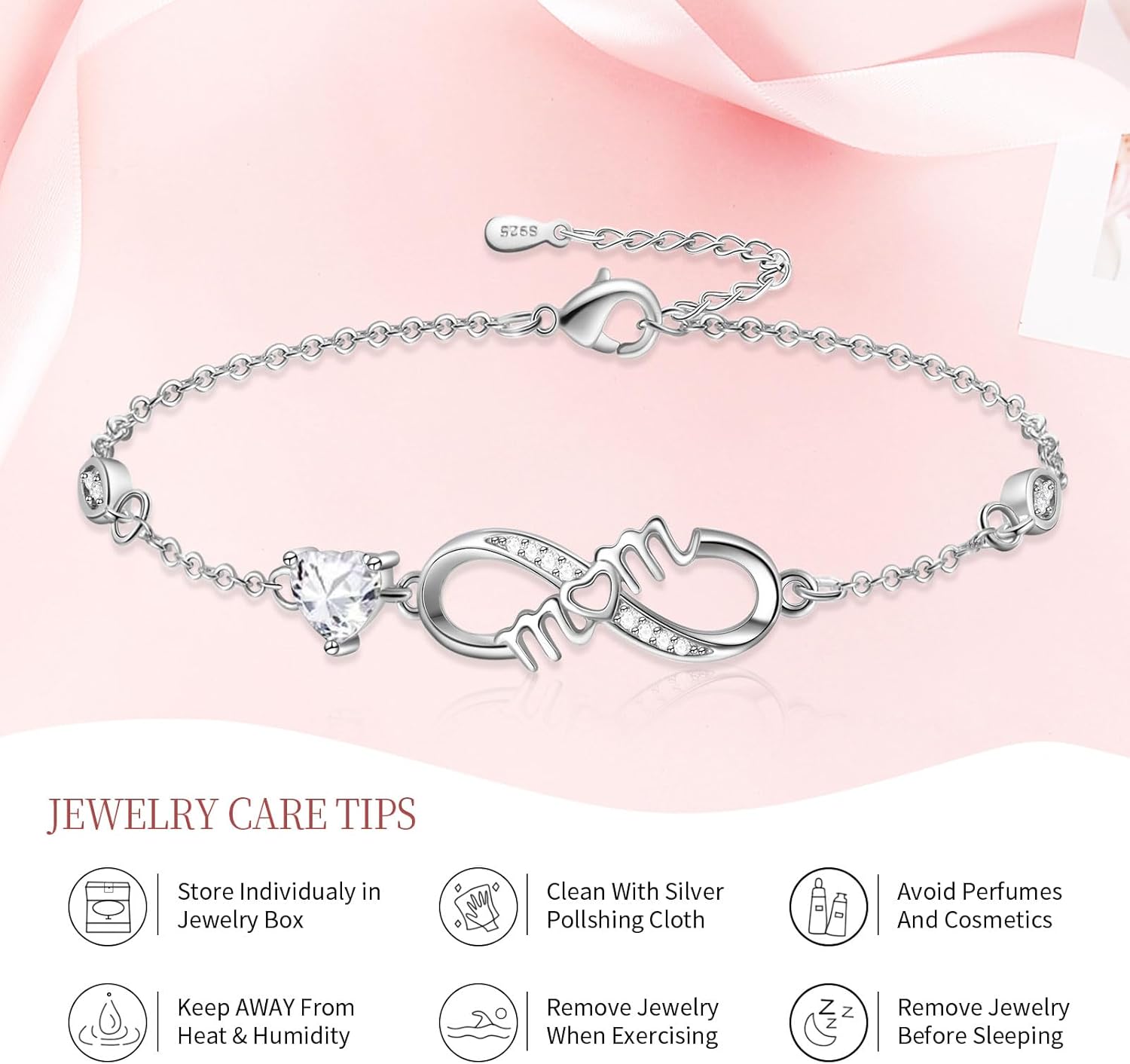Thumbnail 5 de Tusuzik Muttertagsgeschenk: Armband Mama – 925 Silber, Herz & Unendlichkeitssymbol