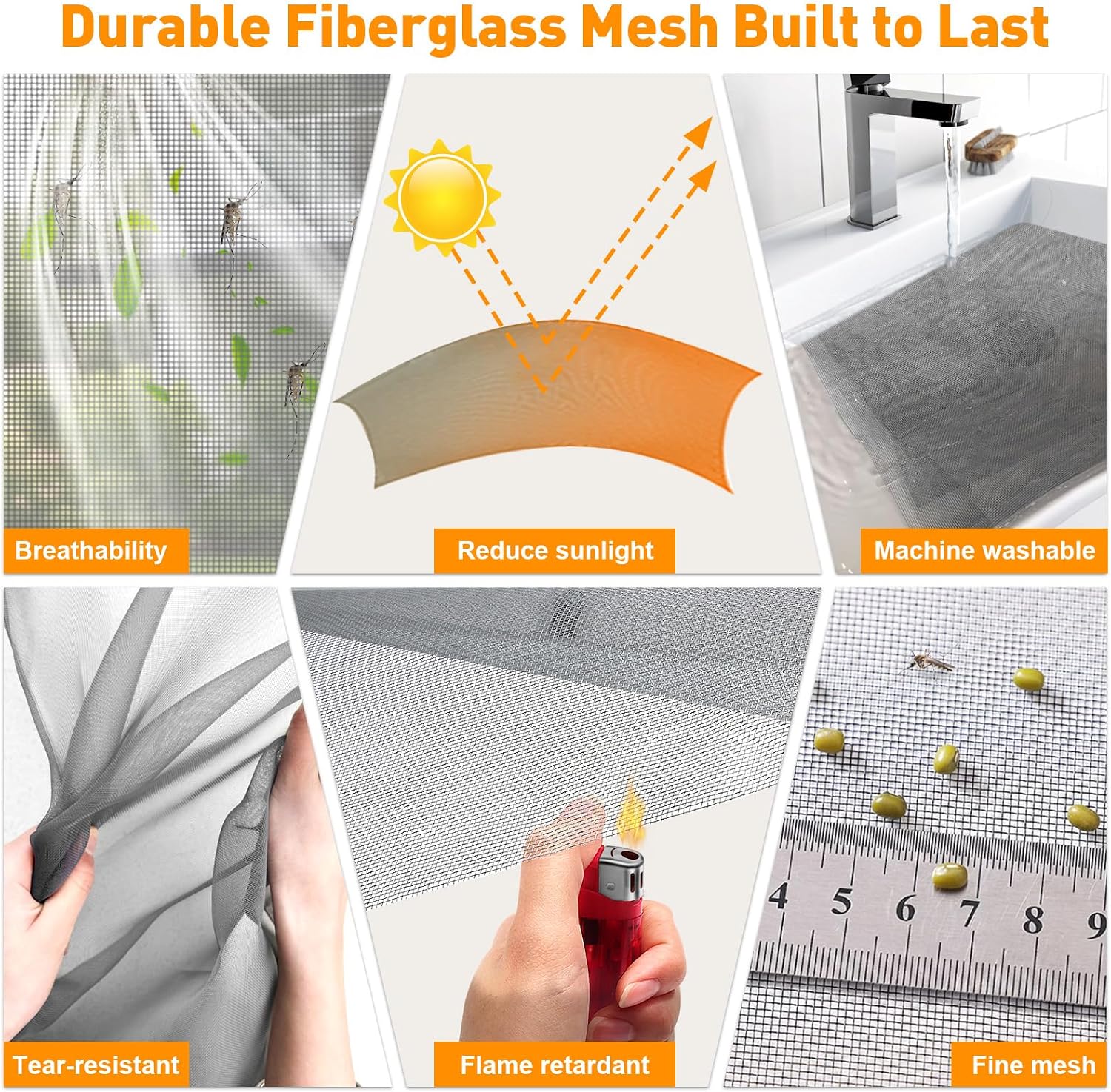 Detalle 2 de OWYR Magnetic Window Screen, 43" x 47", Fibreglass Mesh, Magnetic Closure