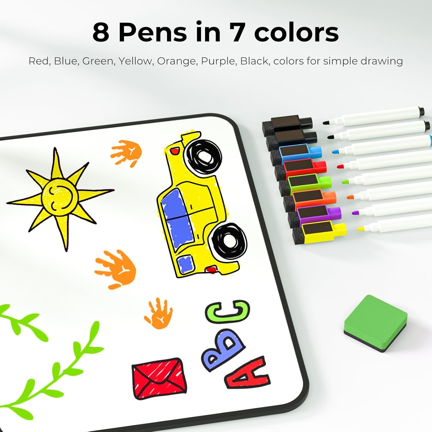 Detalle de Nicpro A3 Magnetic Dry Erase Whiteboard with 8 Markers and 1 Eraser (Double-Sided) – Black Frame