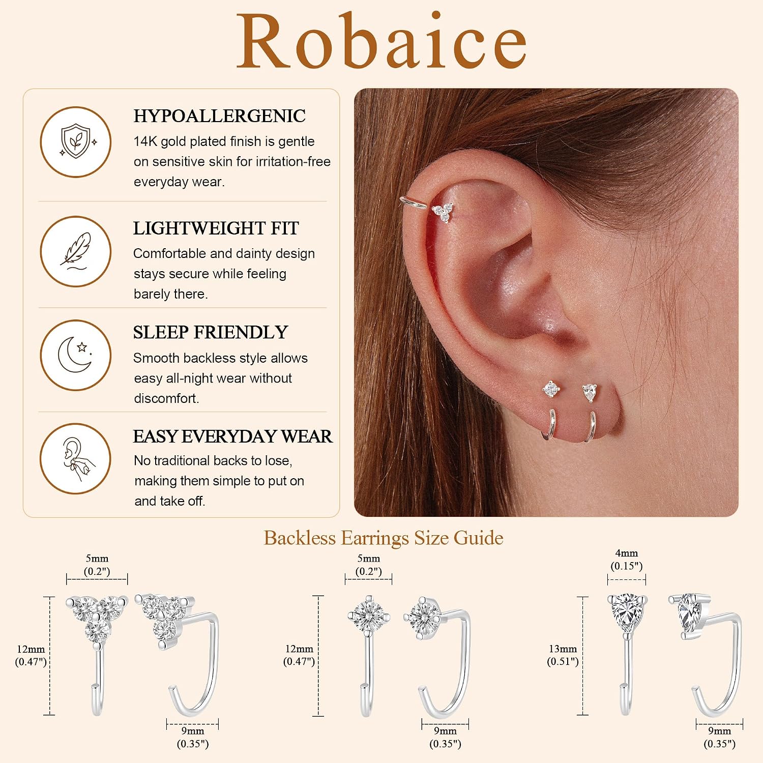 Detalle 1 de Robaice Hoop Earrings, Set of 3 Pairs