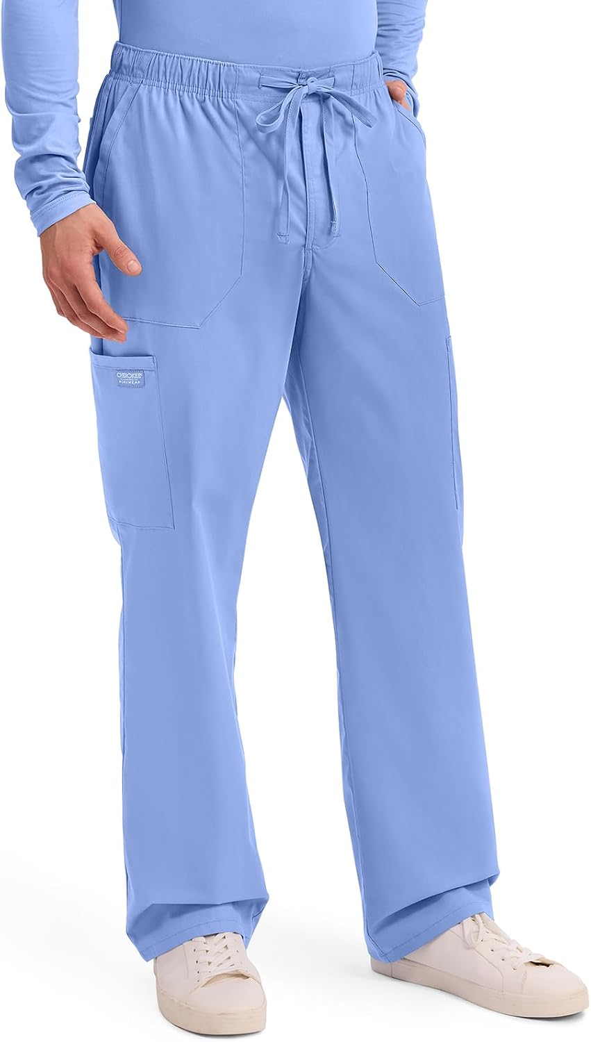 Detalle 2 de Cherokee WW190 Men's Tapered-Leg Cargo Scrub Pants, 2-Way Stretch, 5 Pockets