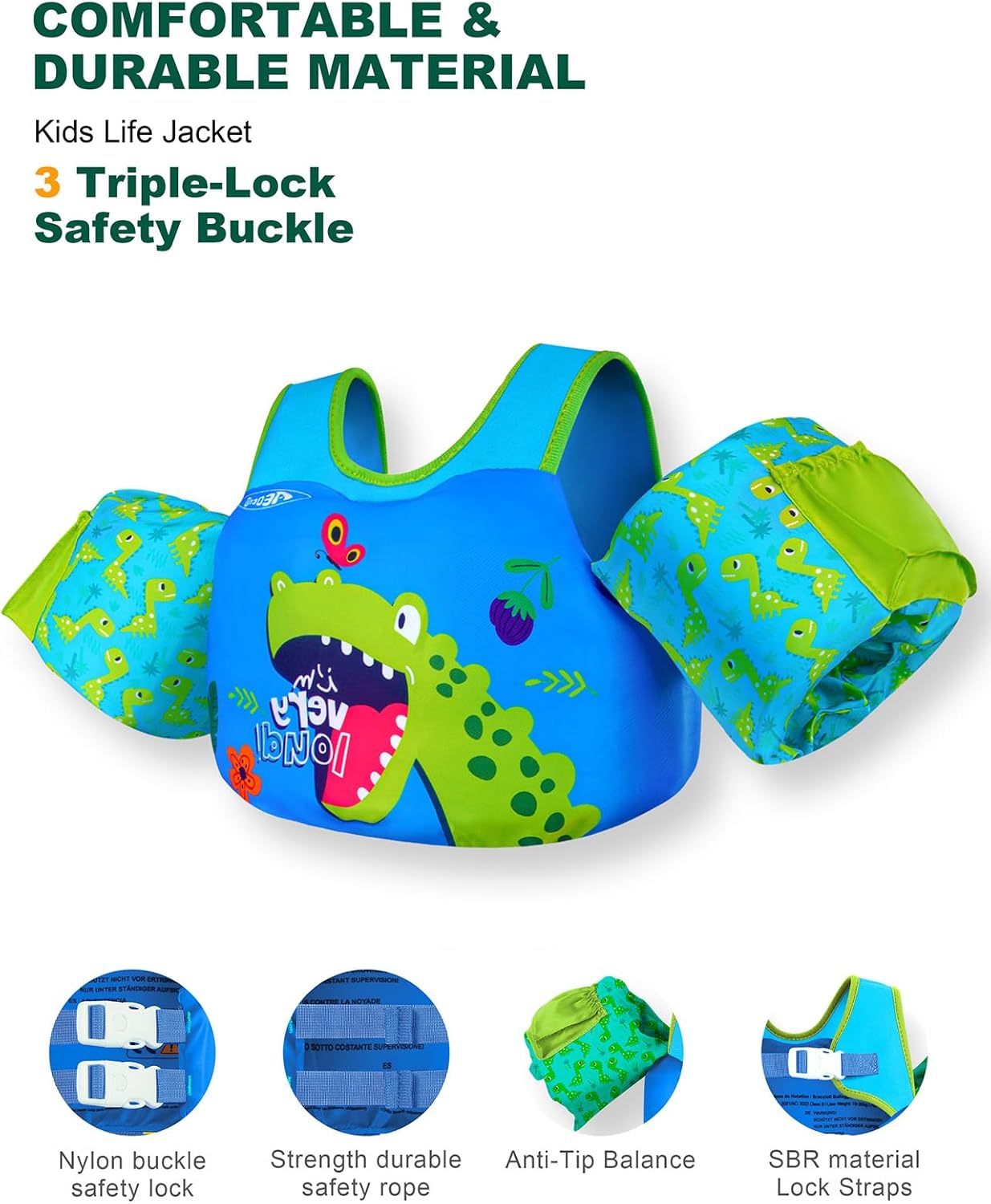 Thumbnail 3 de AEOCOO Puddle Float Jumper Toddler Swim Vest (20–30–50–60–70 lbs) with Swim Arm Floaties & Water Wings