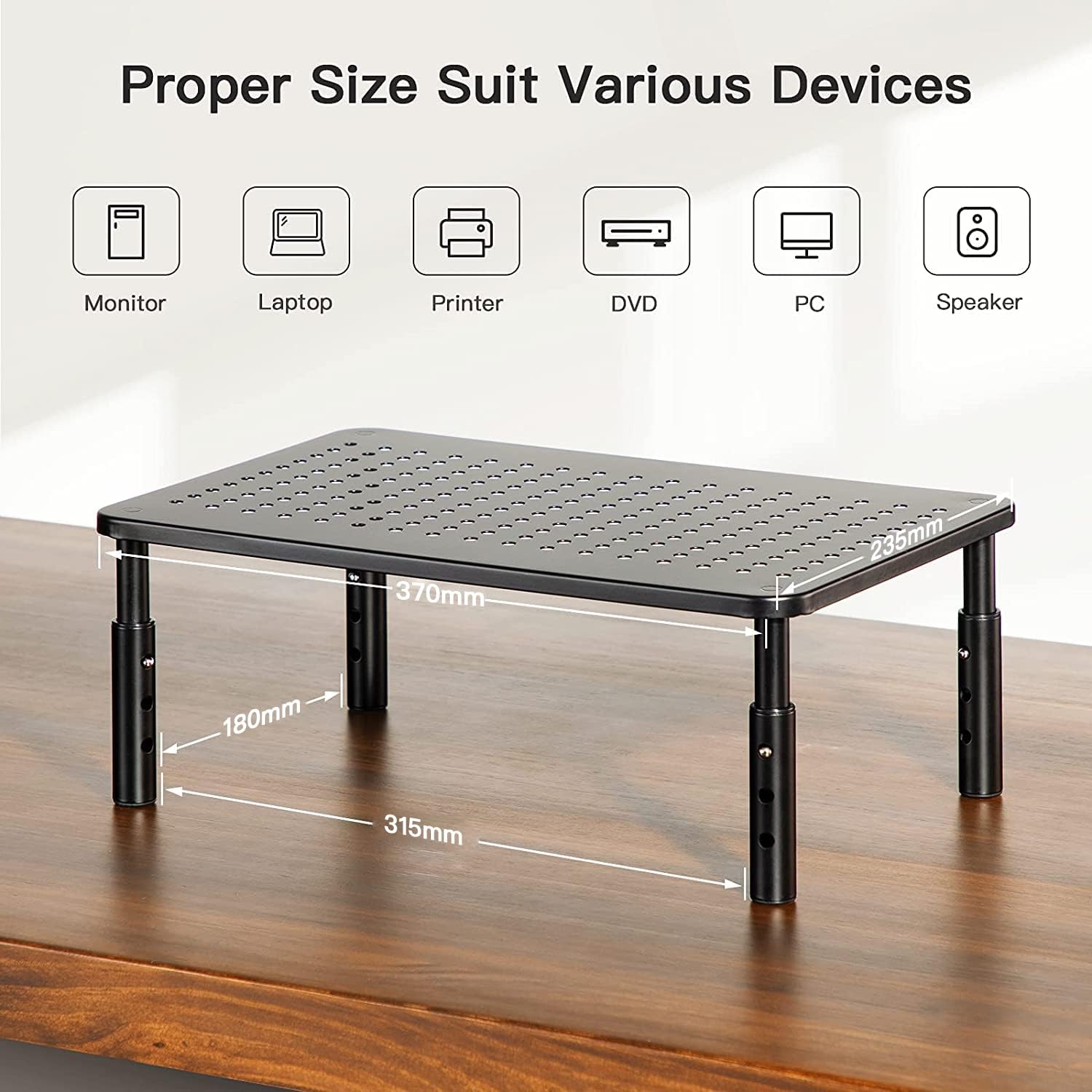 Thumbnail 2 de HUANUO 2-Pack Monitor Stand – 3 height adjustable risers with ventilated platform for ergonomic desk setup