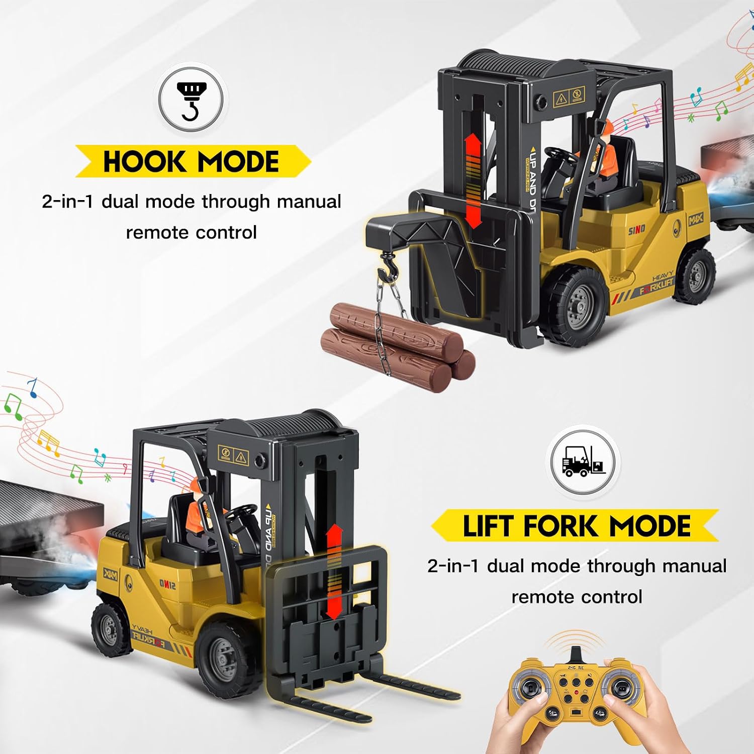 Detalle de Cirmine QH9014D-LD-HBYDE RC-vorkheftruck 1:24 met aanhanger en kraanmodus