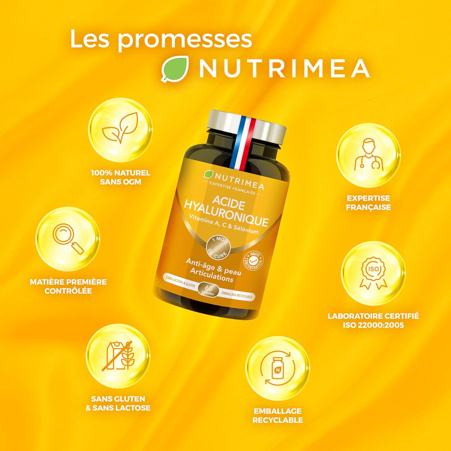 Thumbnail 6 de Complément Acide Hyaluronique avec Collagène Marin Nutrimea (60 gélules vegan) — anti-âge et articulations