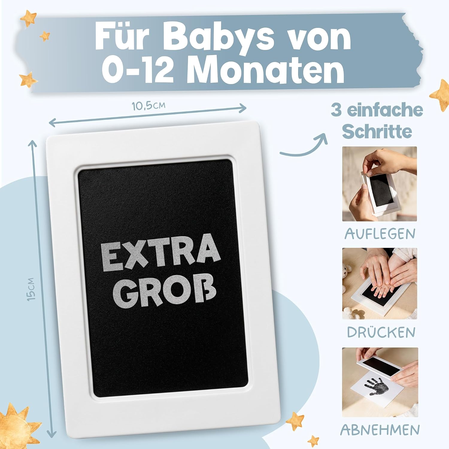 Thumbnail 1 de Mutkind® Baby Abdruckset – Hand- und Fußabdrucke für 0–12 Monate (4x Stempelkissen, 6x Abdruckkarten) – Geschenk zur Geburt