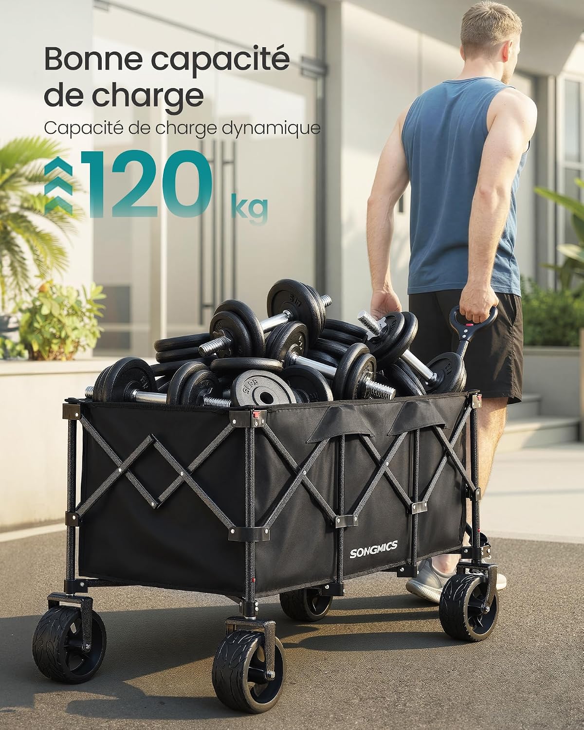 Thumbnail 2 de SONGMICS Chariot Pliable GFW200B101 — Chariot de Jardin 200 L, 150 kg, 4 Roues Amovibles
