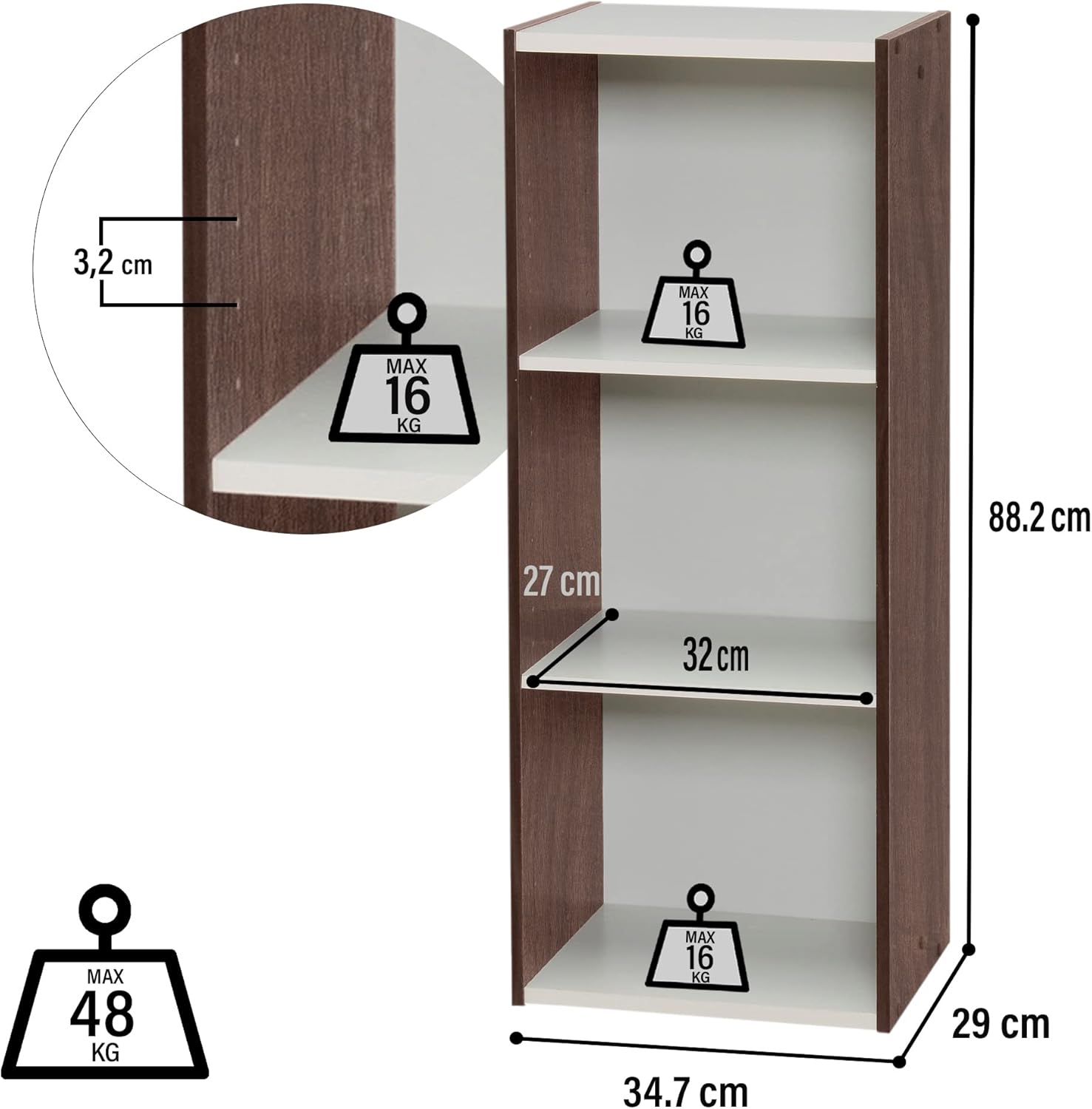 Thumbnail 2 de Iris Ohyama UB-9035 libreria modulare mobile portaoggetti con 3 ripiani regolabili (2 elementi) marrone