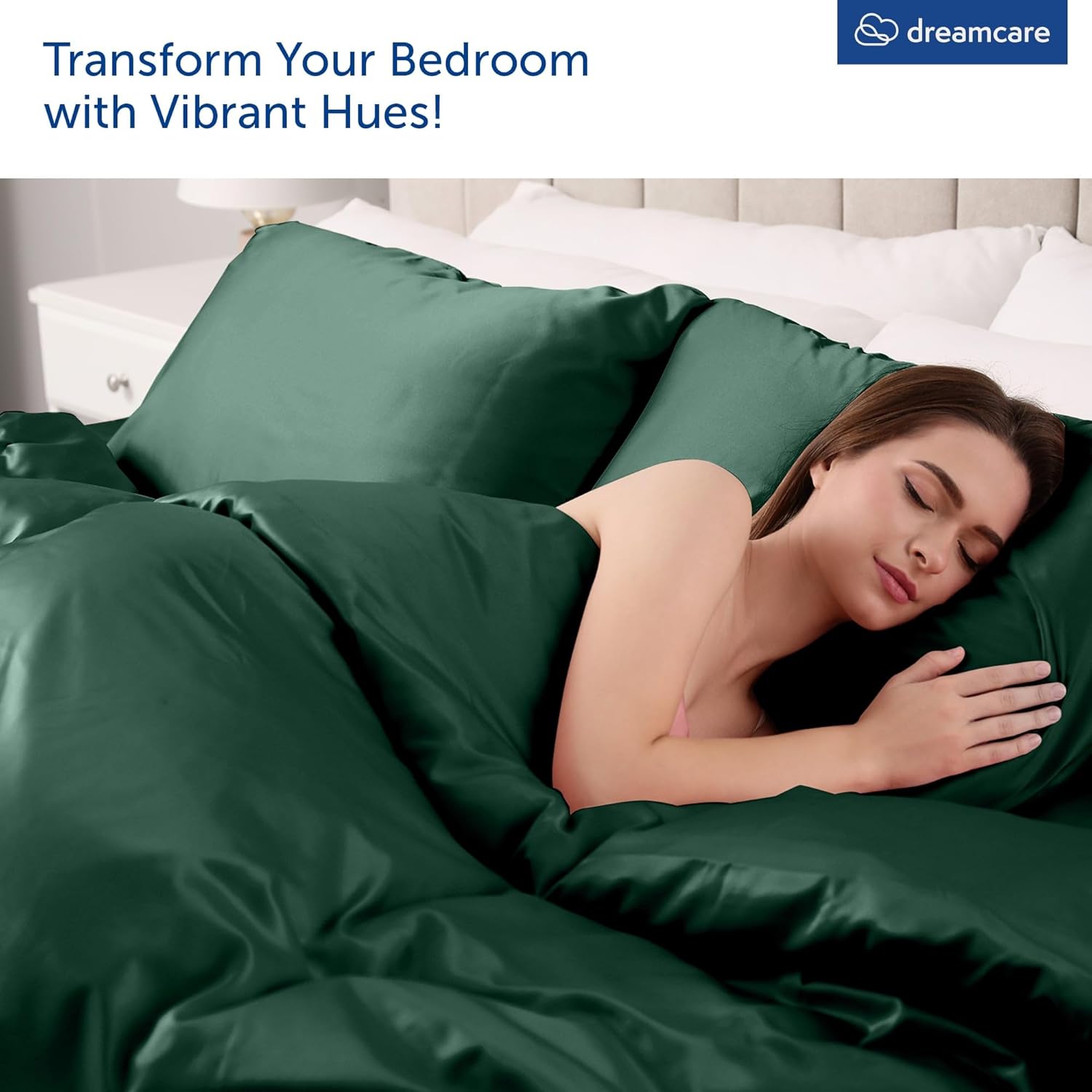 Thumbnail 4 de DREAMCARE Queen Sheet Set – 4 pcs Cooling Sheets with Extra Deep Pocket and Side Pocket (Emerald Green)
