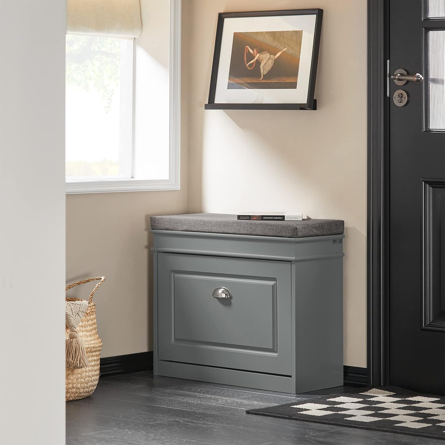 Detalle de SoBuy Meuble Chaussure Banc d’Entrée FSR82-K-HG : Banc à Chaussures avec Rangement et Coussin 60x24x51 cm