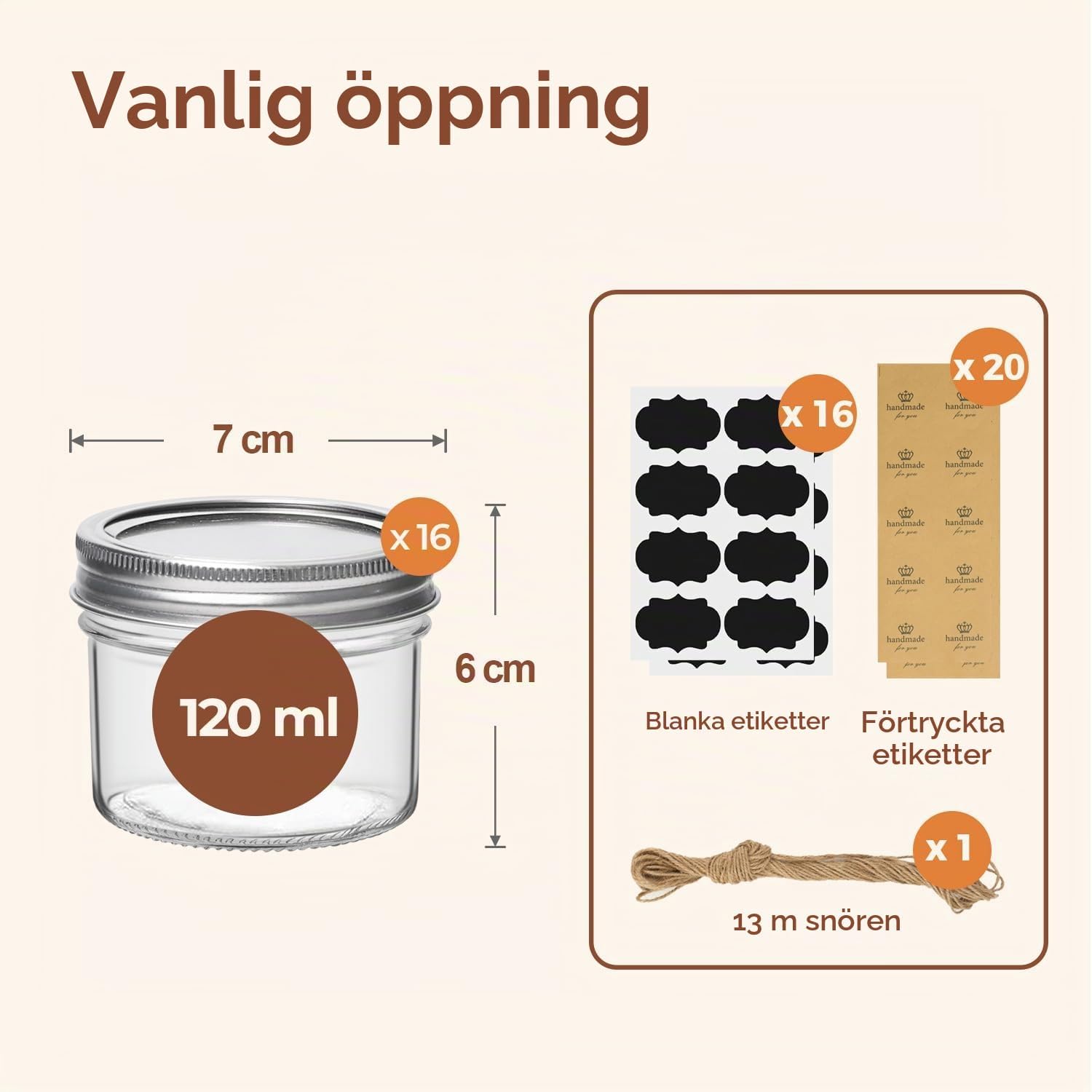 Detalle 2 de ComSaf glasburkar 120 ml med tvådelade skruvlock, 16-pack