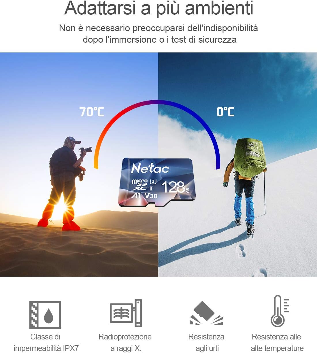 Thumbnail 4 de Netac 128GB Micro SD U3 A1 V30 4K – Scheda di Memoria MicroSDXC ad alta velocità per smartphone, Camere e Switch