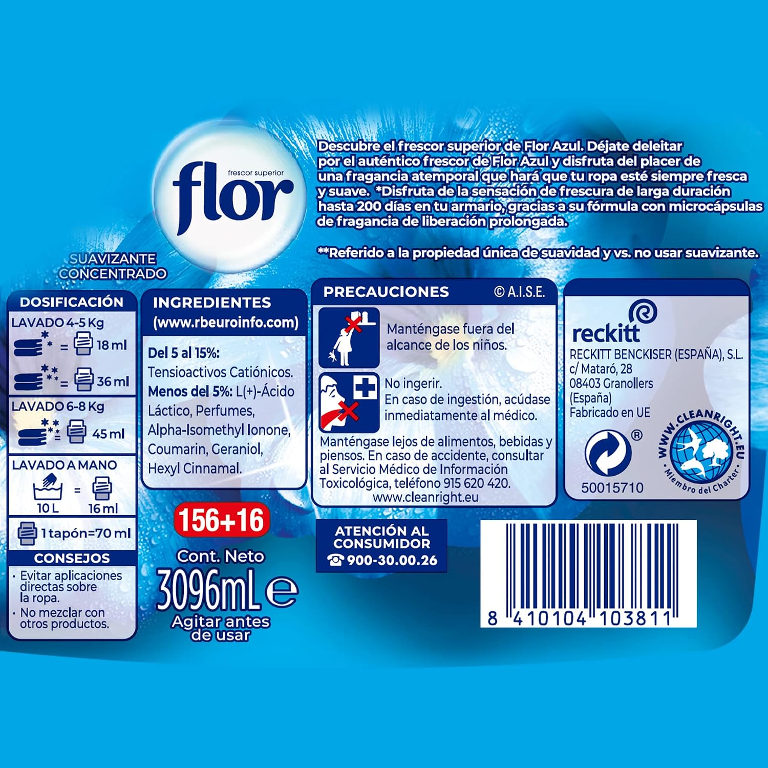 Detalle 2 de Flor Suavizante concentrado aroma azul 172 dosis