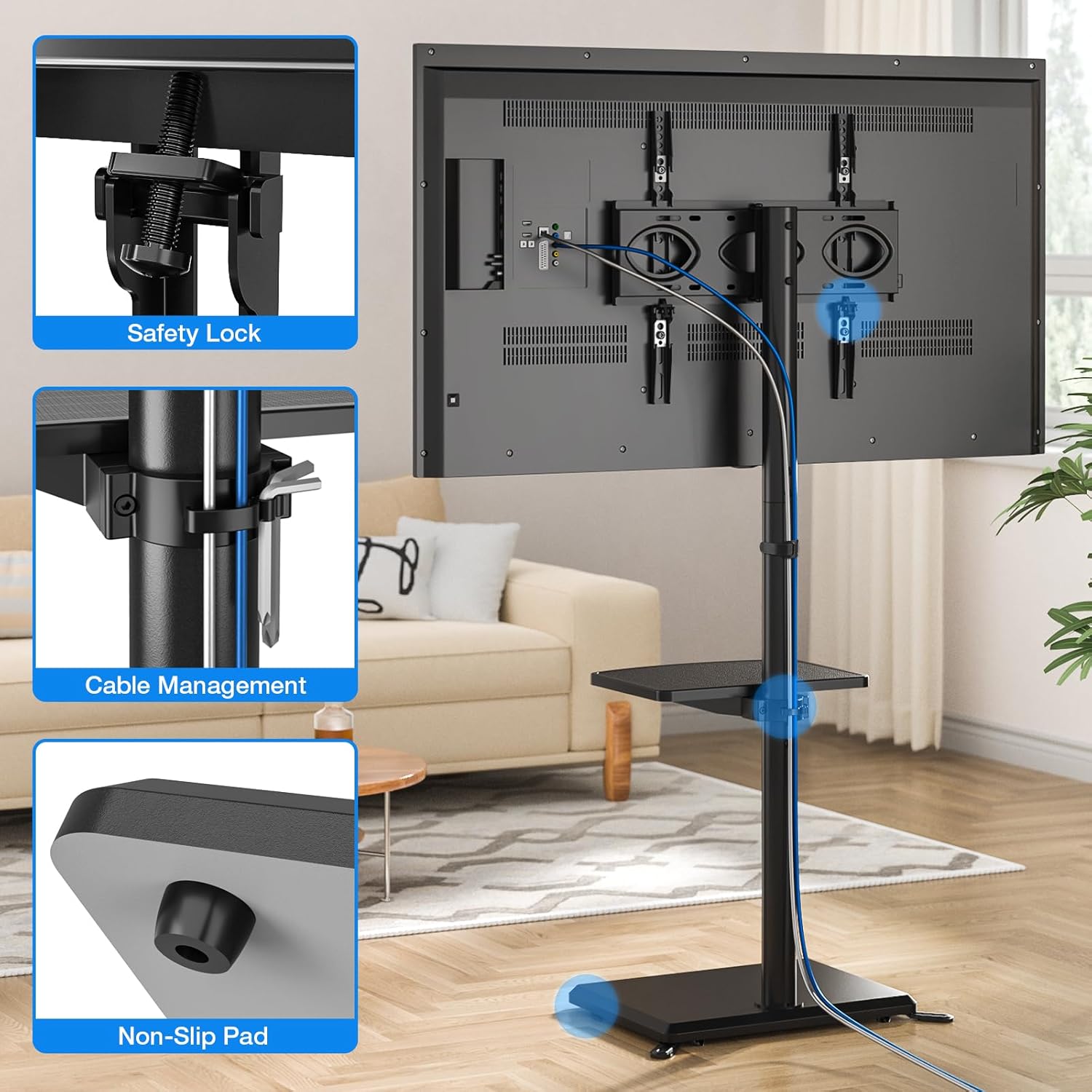 Thumbnail 3 de 5Rcom Universal Swivel TV Floor Stand with Mount for 32-60 Inch TVs up to 40kg