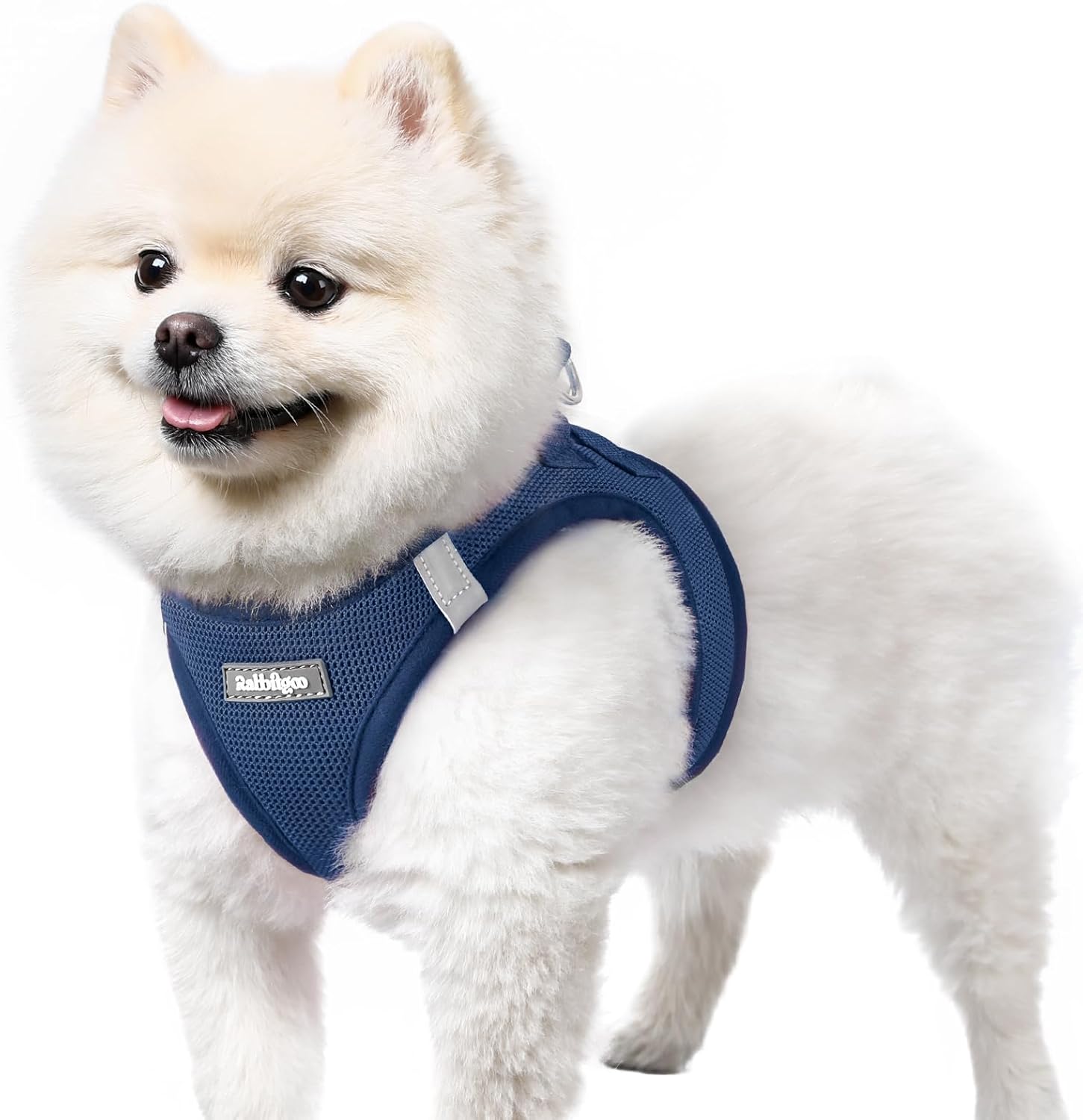 Detalle de rabbitgoo Small Dog Step-in Harness, Navy Blue (Size S) – Lightweight, Reflective Mesh