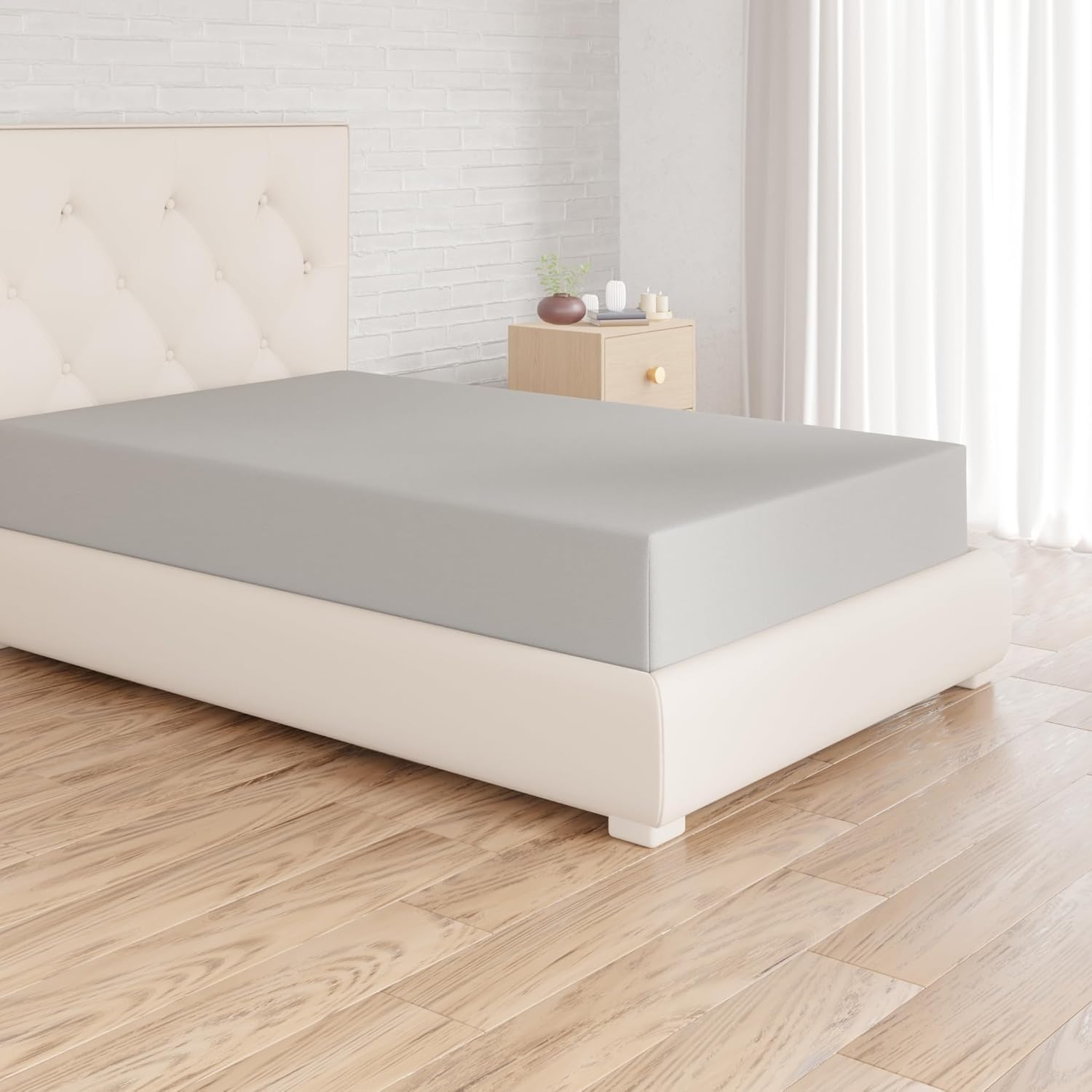 Thumbnail 6 de Amazon Basics Soft Microfibre Single Fitted Sheet – 90 x 190 cm, 12" Deep Pocket, Dark Grey