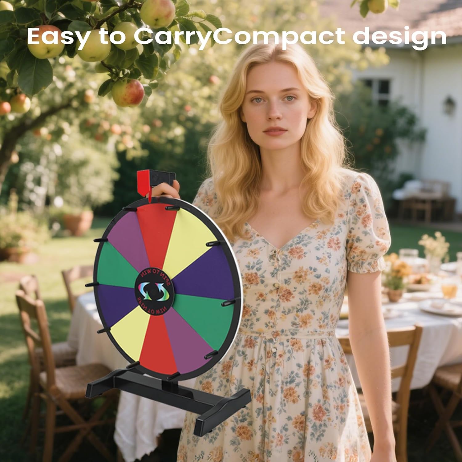 Detalle de iElyiEsy Spinning Prize Wheel 12 Inch Tabletop with Stand (12 Colour Slots)