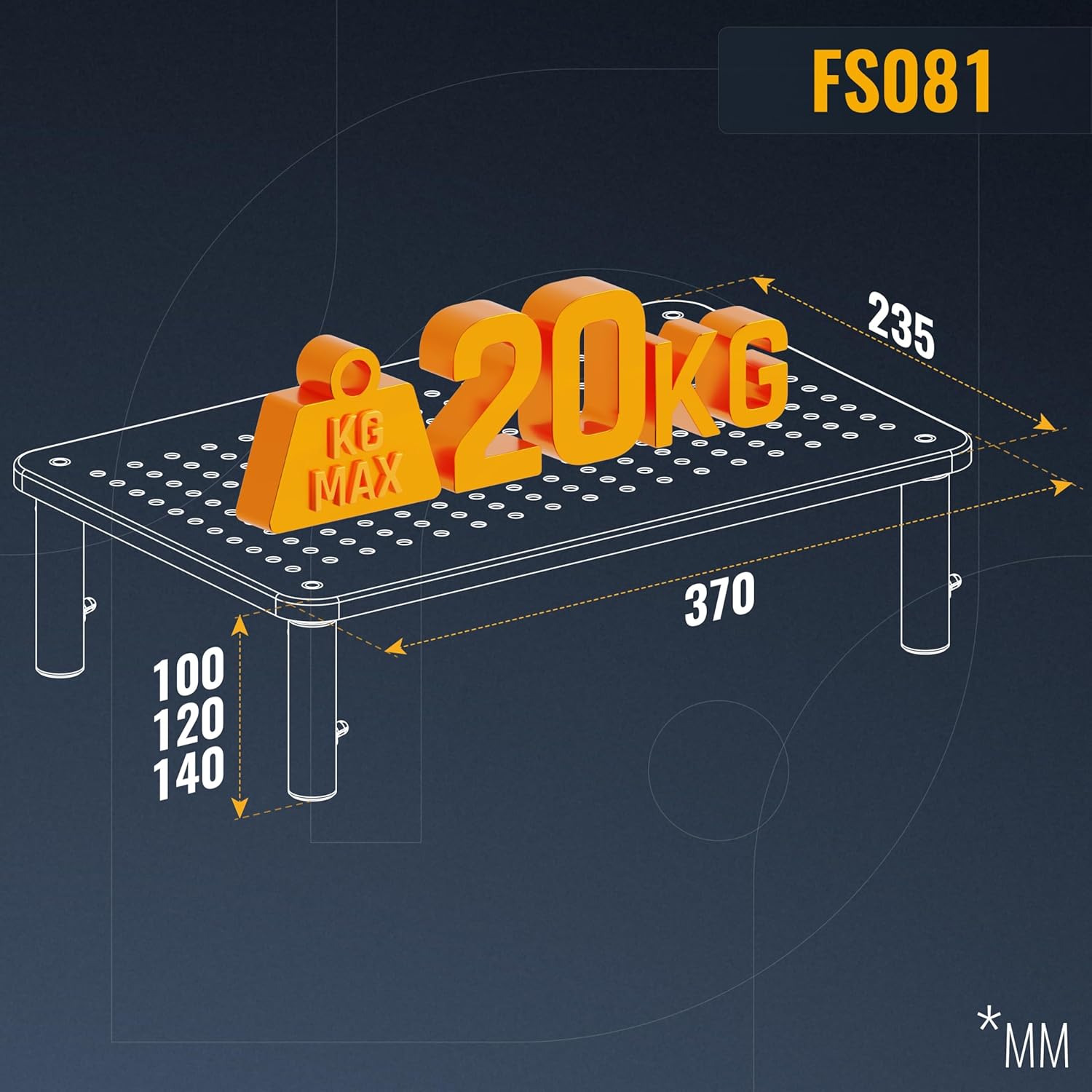 Thumbnail 6 de RICOO Supporto Monitor FS081-B: alzatore regolabile in acciaio con fori di ventilazione